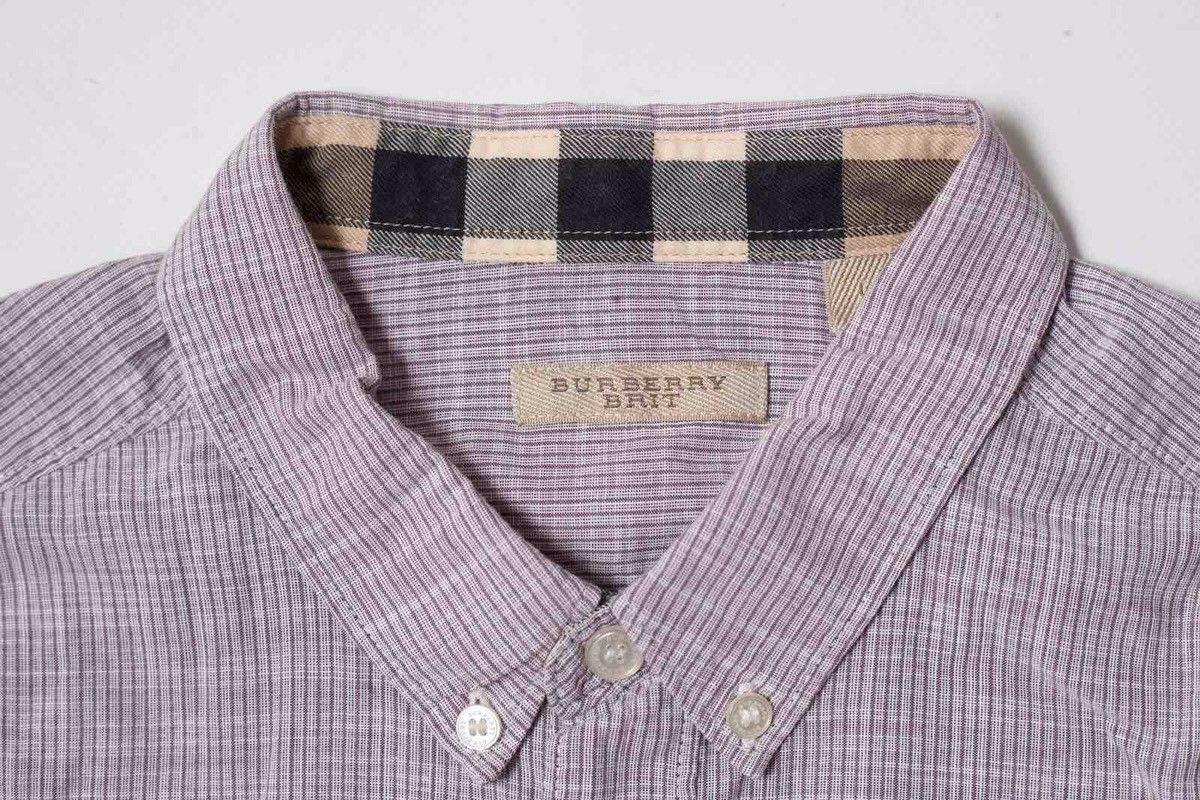 Burberry Burberry Brit Vertical Stripe Logo Cotton Shirt Size US L / EU 52-54 / 3 - 4 Thumbnail
