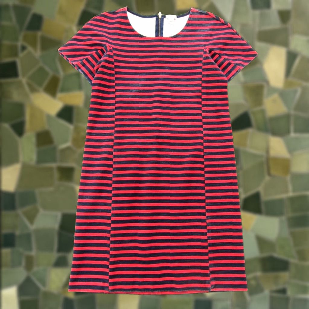 J.Crew VINTAGE J.Crew Red Stripe Short Sleeve Cotton Stretch Sheath Shift Shirt Dress XS Size XS / US 0-2 / IT 36-38 - 1 Thumbnail