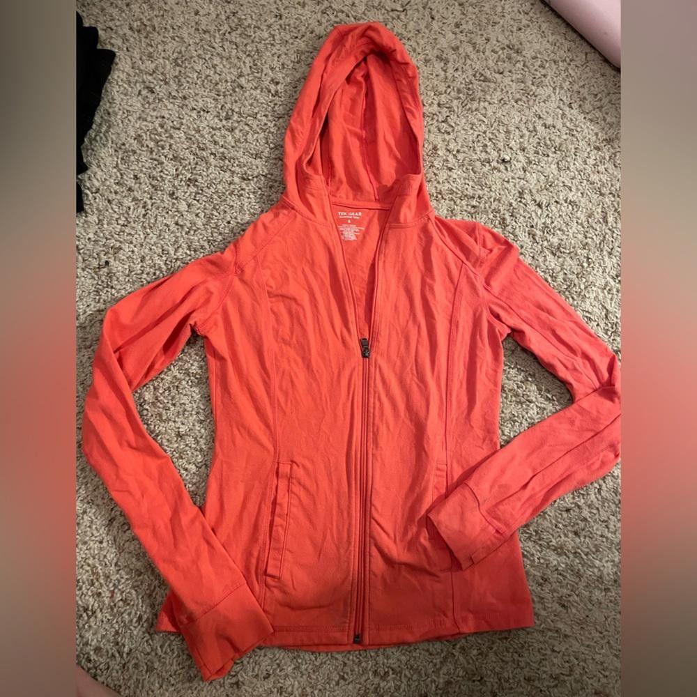 Designer New Coral Colored Tek Gear Zip Up Hoodie Size S / US 4 / IT 40 - 1 Thumbnail