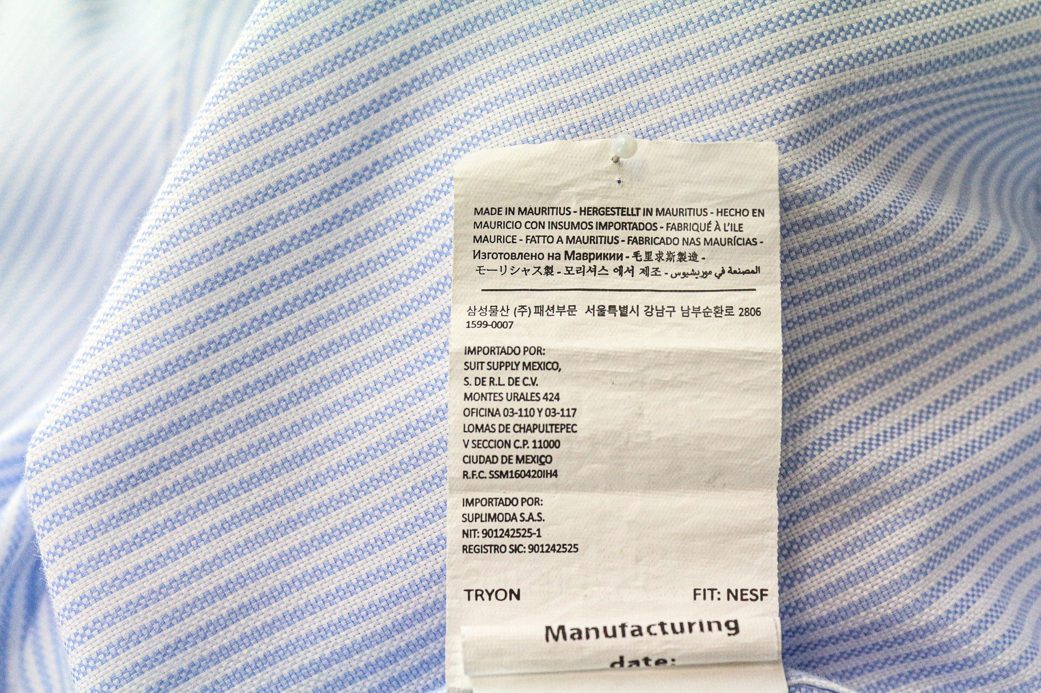 Suitsupply 35/13 1/2 Extra Slim Blue Cotton Striped Cutaway 78460 Size 36R - 7 Thumbnail