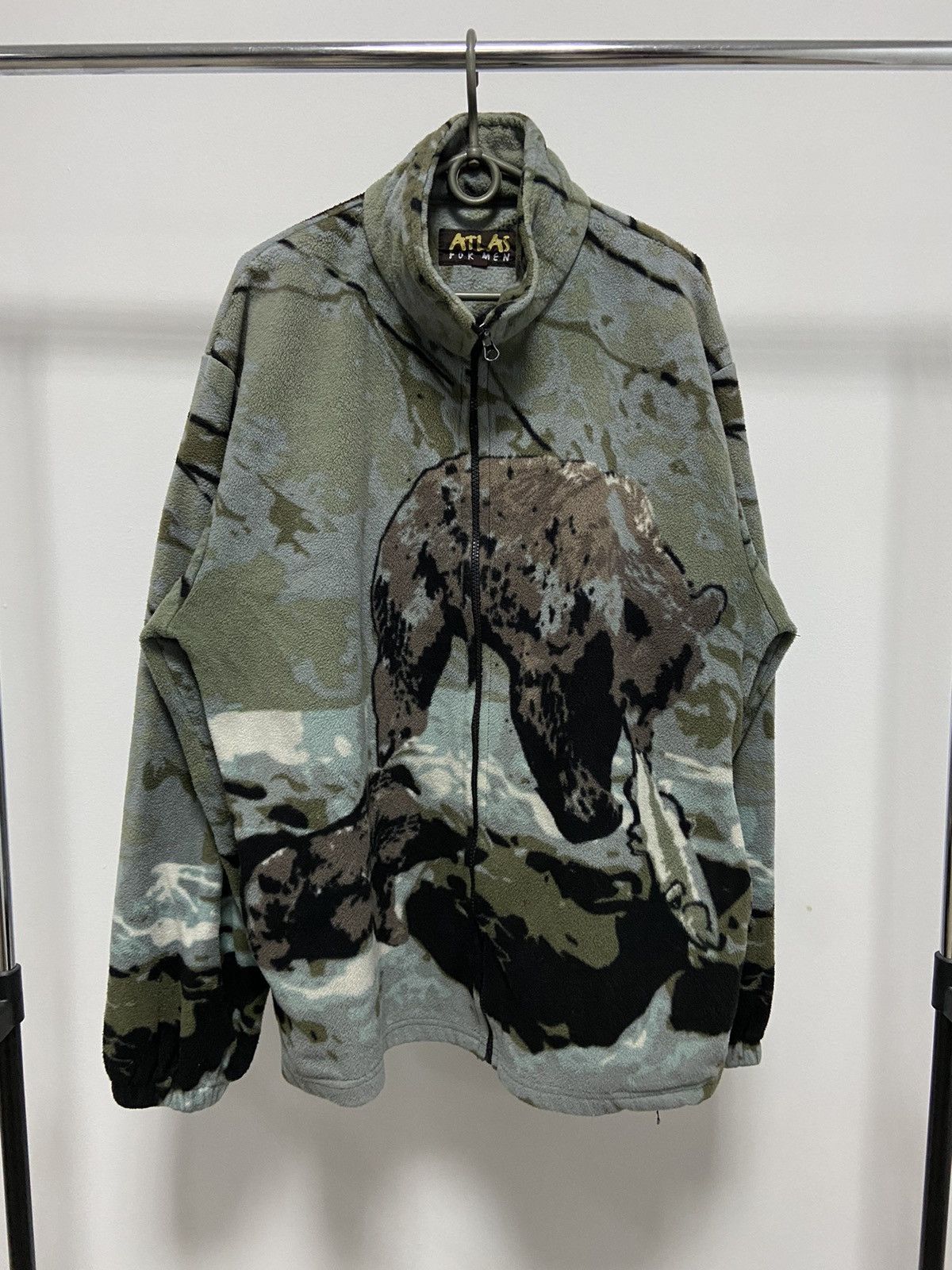 Japanese Brand Bear 🐻 Fleece Jacket Warm Vintage Zip Overprint Size US XL / EU 56 / 4 - 2 Thumbnail