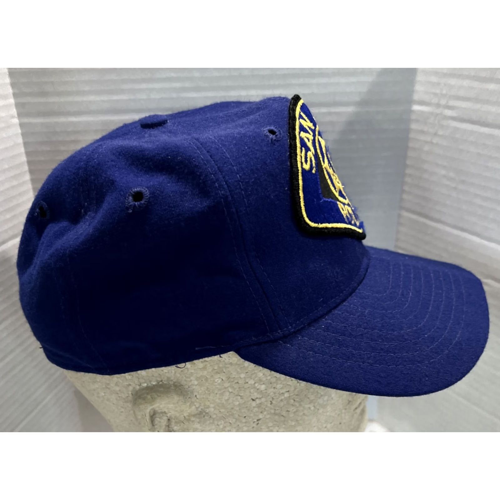 New Era VINTAGE New Era San Jose Police Fitted Hat Cap Pro Model Baseball Cap 7 1/8 Bill Bent Mens Blue Size ONE SIZE - 2 Thumbnail