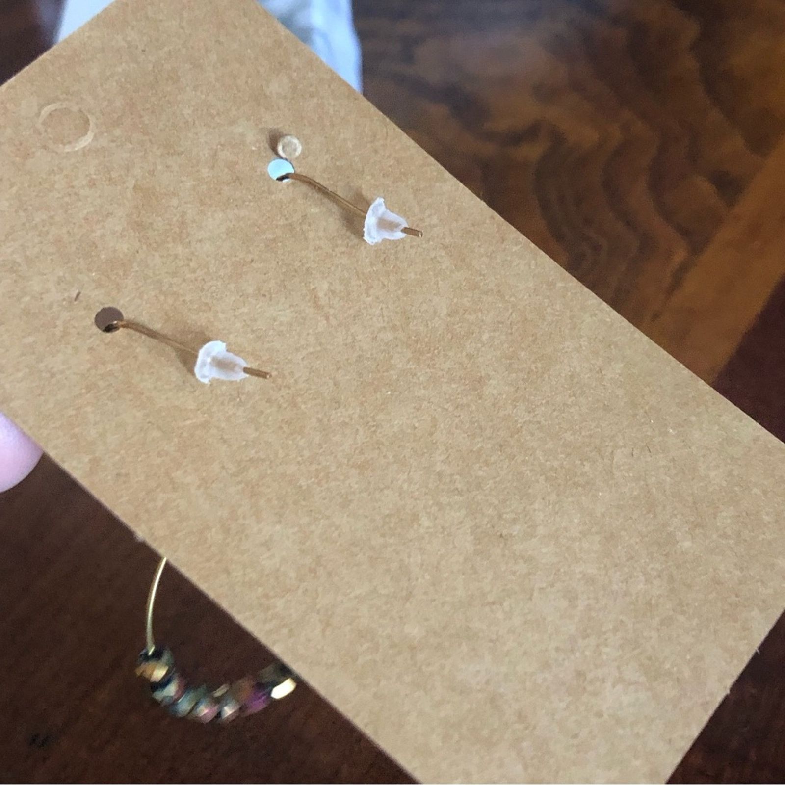 Handmade Handcrafted beaded wire dangle earrings Size ONE SIZE - 3 Thumbnail