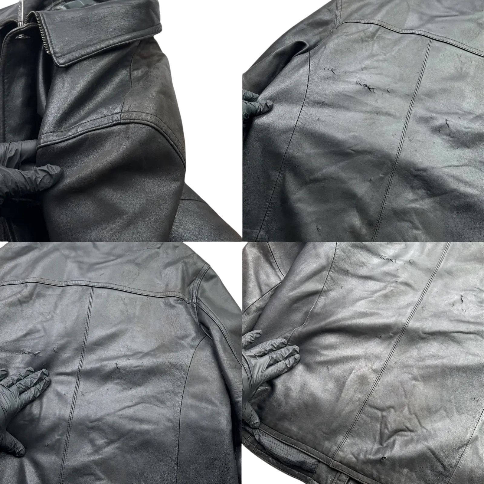 Vintage Y2K Thrashed Leather Jacket(V239) Size US XXL / EU 58 / 5 - 5 Thumbnail
