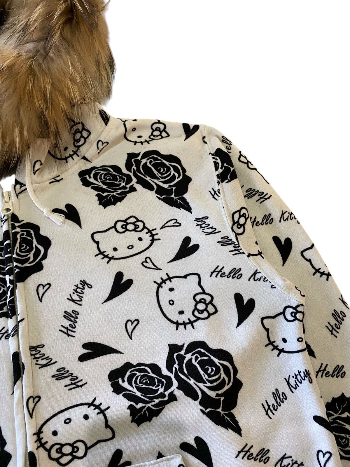 Japanese Brand Fur Hello Kitty Japan All Over Print Zip Hoodie Black White Size US M / EU 48-50 / 2 - 4 Thumbnail