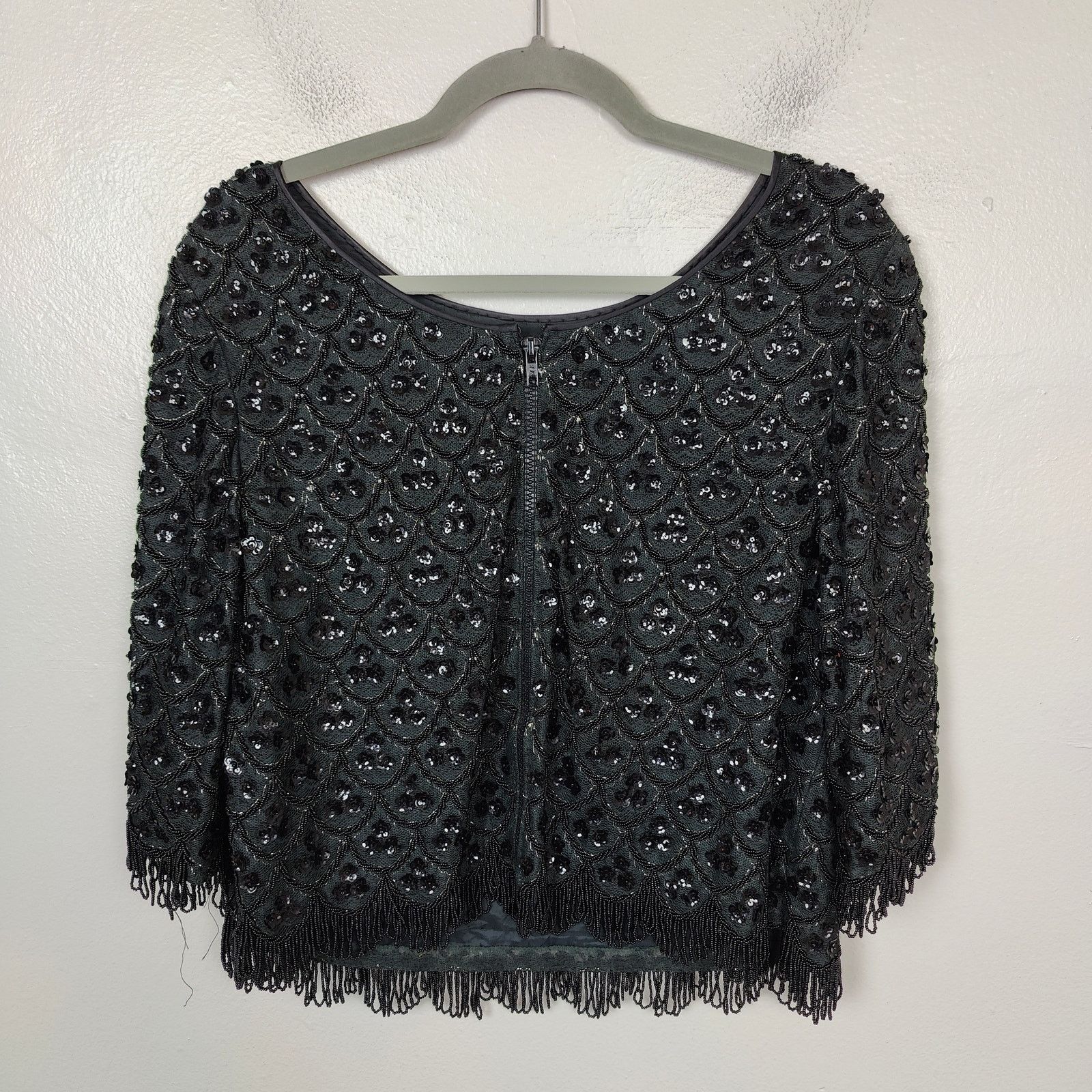 Other Vintage Beaded Top Womens Medium Black Sequin Bling Size M / US 6-8 / IT 42-44 - 4 Thumbnail