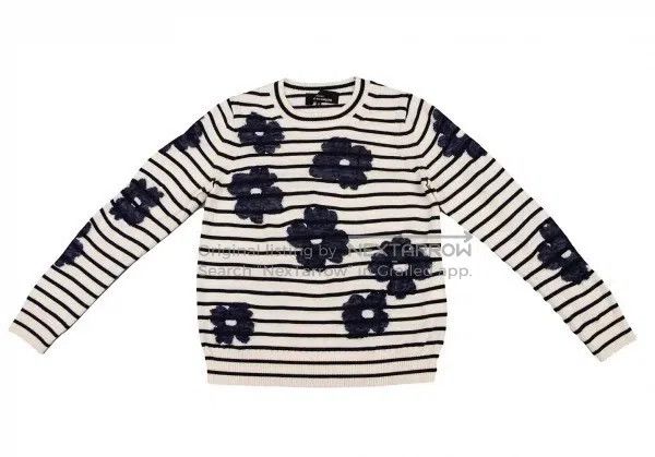 Comme des Garcons Comme des Garcons Navy vintage striped floral knit top Size S / US 4 / IT 40 - 2 Thumbnail