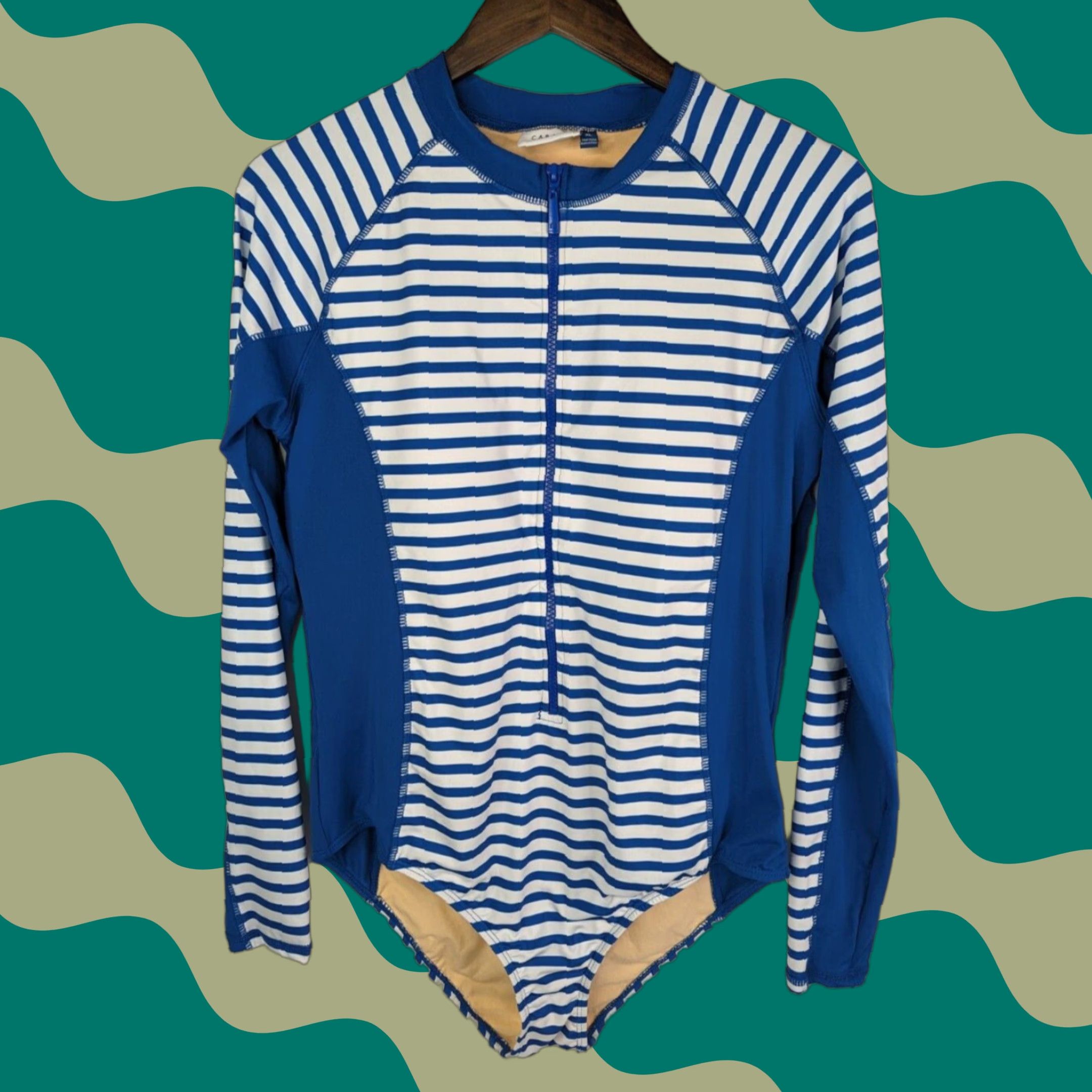 Vintage VINTAGE Cabana Life Womens Preppy Geo Navy Stripe Unisuit Rashguard Suit XL Swimsuit Size XL / US 12-14 / IT 48-50 - 1 Thumbnail