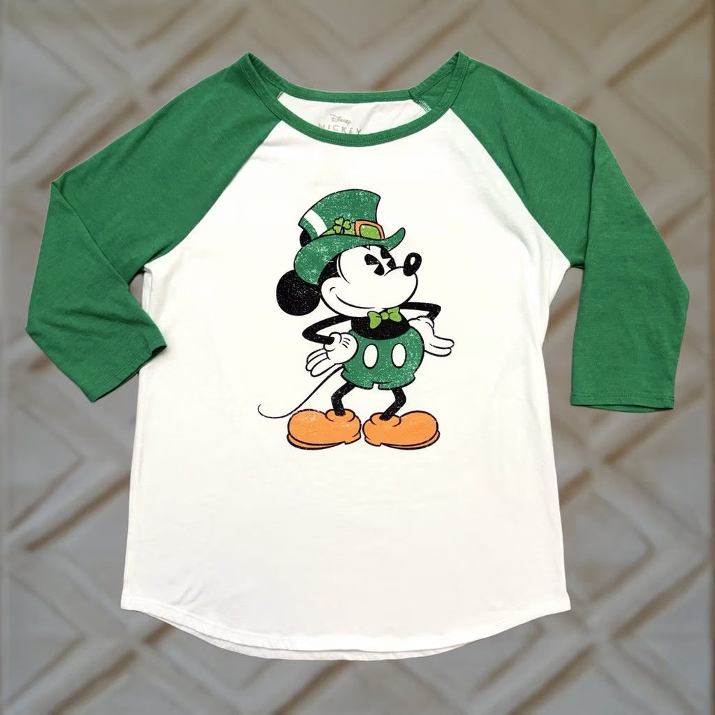 Disney Keywords: "Disney Mickey St. Patrick'S Day Raglan 3/4 Sleeve Graphic Shirt XL Womens" is highly relevant and includes all essential Size XL / US 12-14 / IT 48-50 - 1 Thumbnail