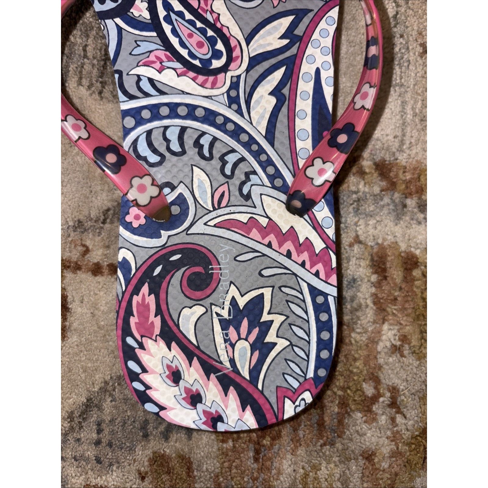 Vera Bradley Vera Bradley Paisley Flip Flops Pink/Navy Women’s Size 7-8 Size US 7 / IT 37 - 6 Thumbnail