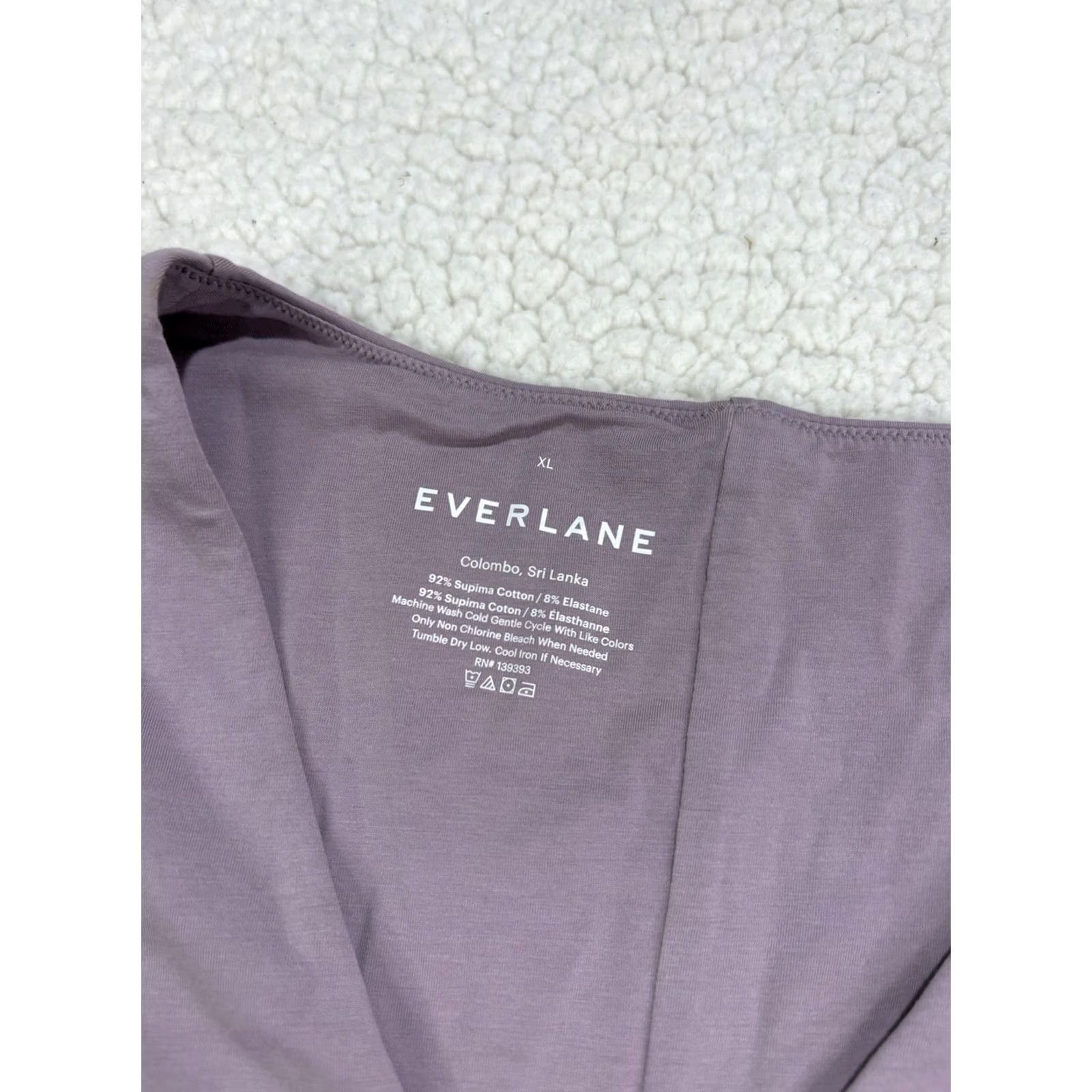 Everlane EVERLANE Long Sleeve V-Neck Bodysuits Womens XL Lavender White Soft Size XL / US 12-14 / IT 48-50 - 3 Thumbnail