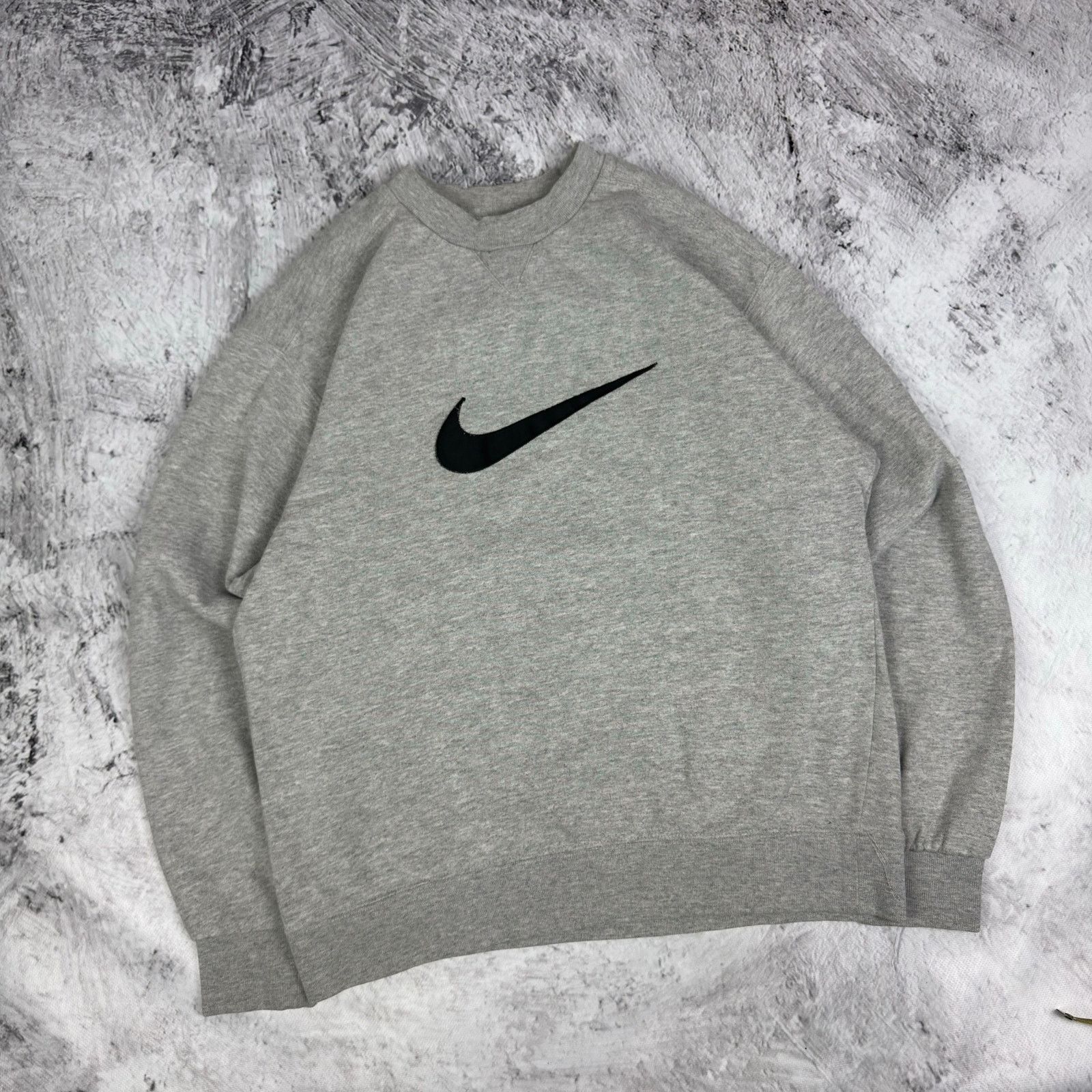 Nike Nike Men's Heather Gray Swoosh Fleece Pullover Sweatshirt S Size US S / EU 44-46 / 1 - 1 Thumbnail