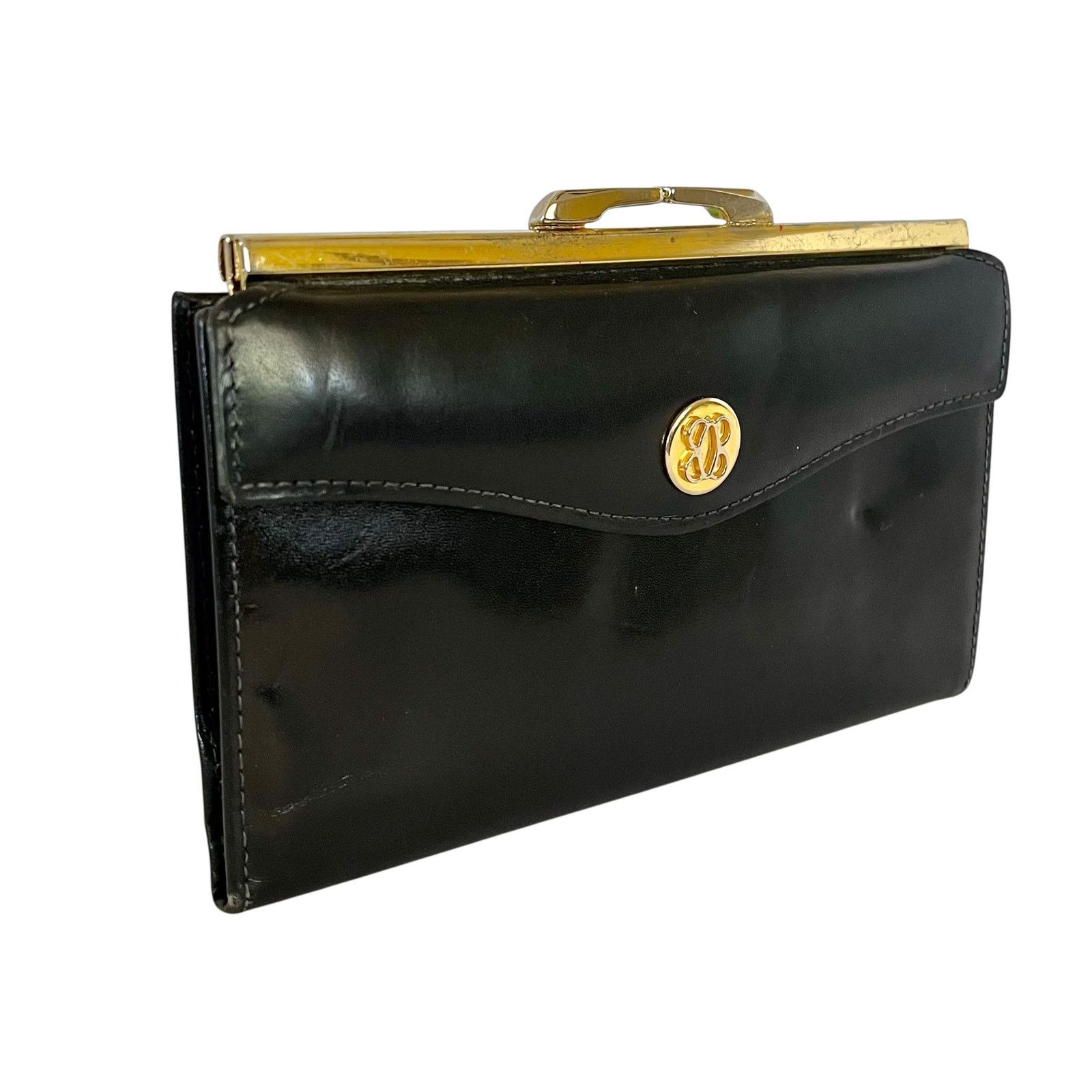 Bosca × Vintage Vintage Bosca Black Full Grain Leather Frame Clutch Wallet Size ONE SIZE - 10 Thumbnail