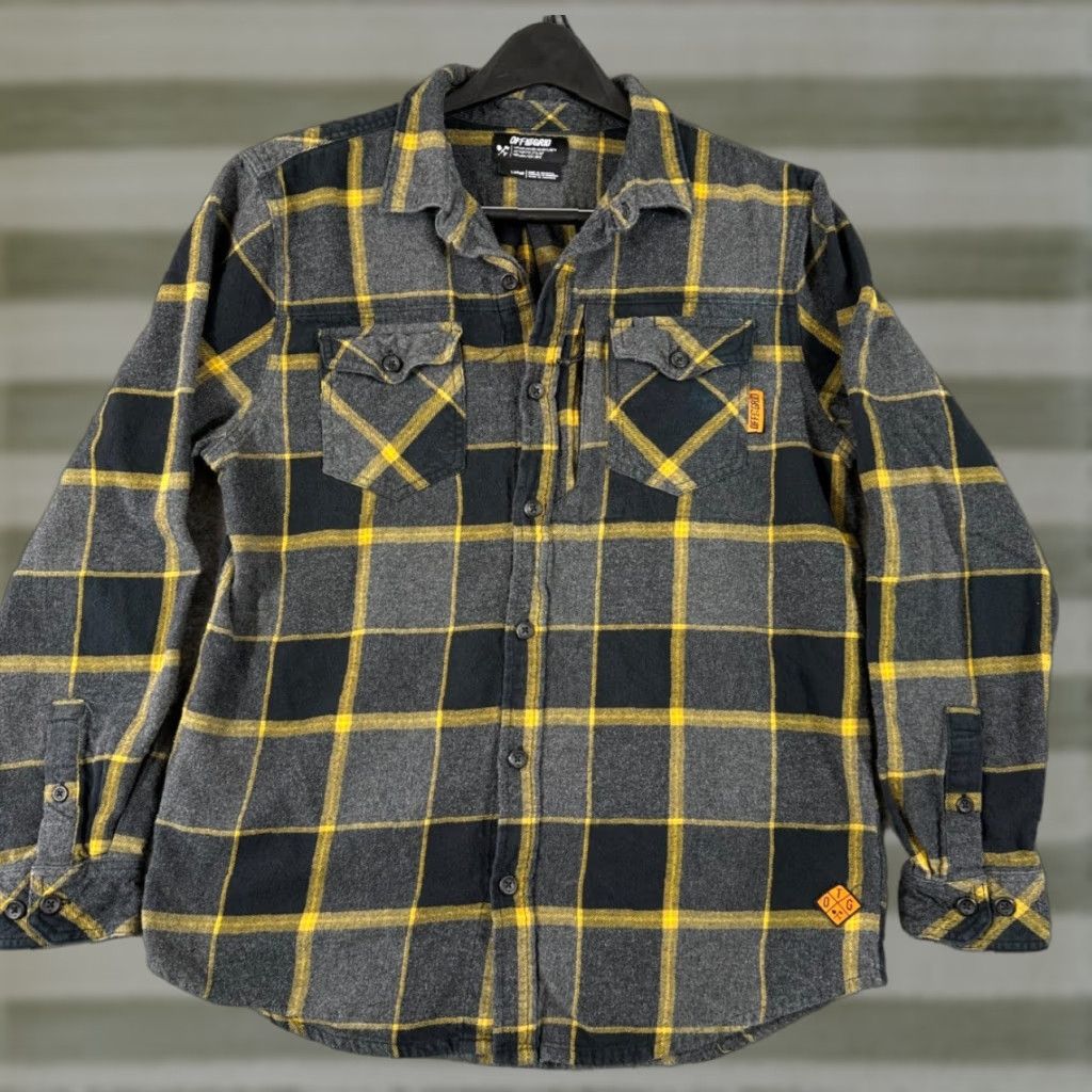Vintage VINTAGE Off The Grid Shirt Mens L Gray Yellow Plaid Destroyer Flannel Long Sleeve Size US L / EU 52-54 / 3 - 1 Thumbnail