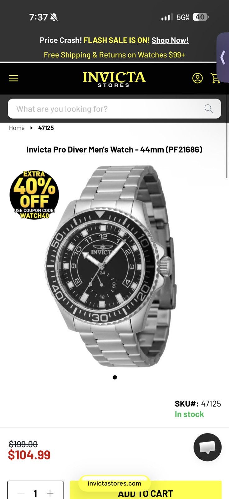 Invicta Invicta Pro Diver Men's Watch - 44mm (PF21686) Size 44 - 3 Thumbnail
