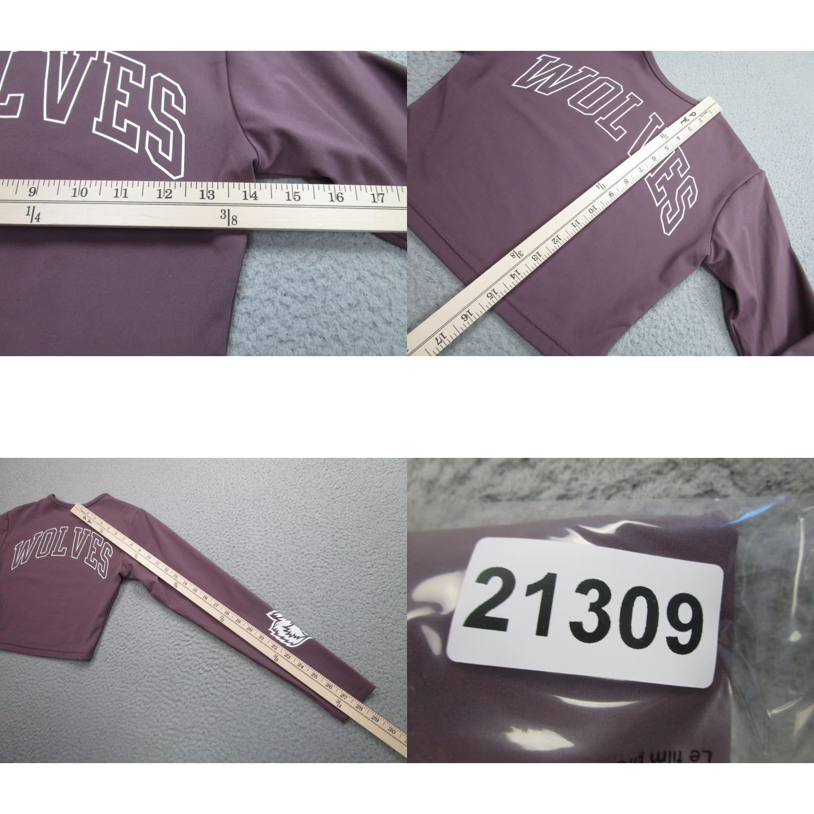 Darc Sport Darc Sport Shirt Womens M Purple Long Sleeve Energy Crop Top Graphic Wolf Size M / US 6-8 / IT 42-44 - 8 Thumbnail
