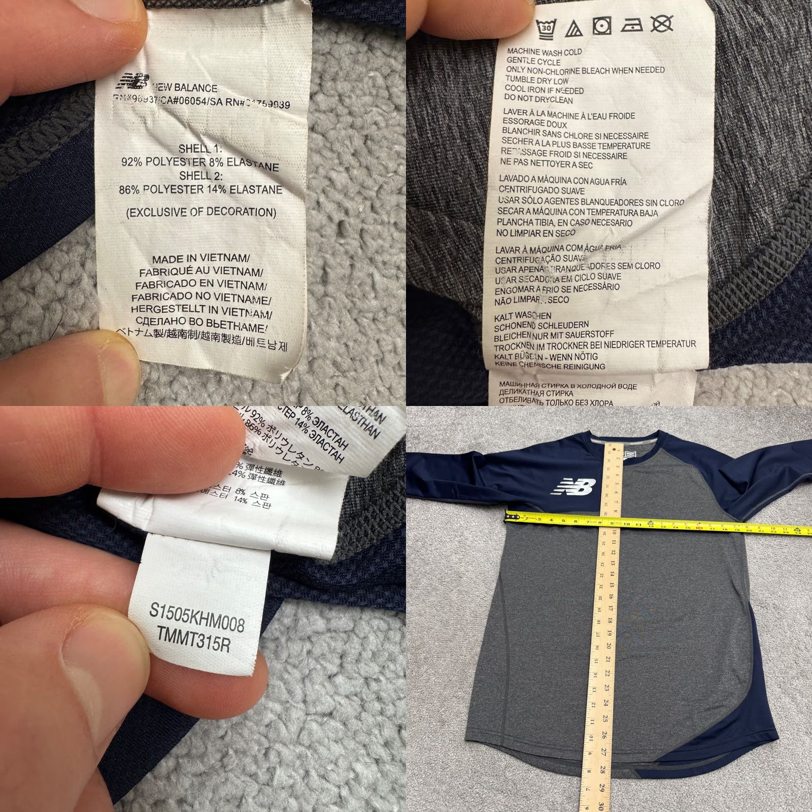 New Balance New Balance NB Dry Colorblock Raglan Long Sleeve T-Shirt Medium Gray Navy Tee Men Size US M / EU 48-50 / 2 - 8 Thumbnail