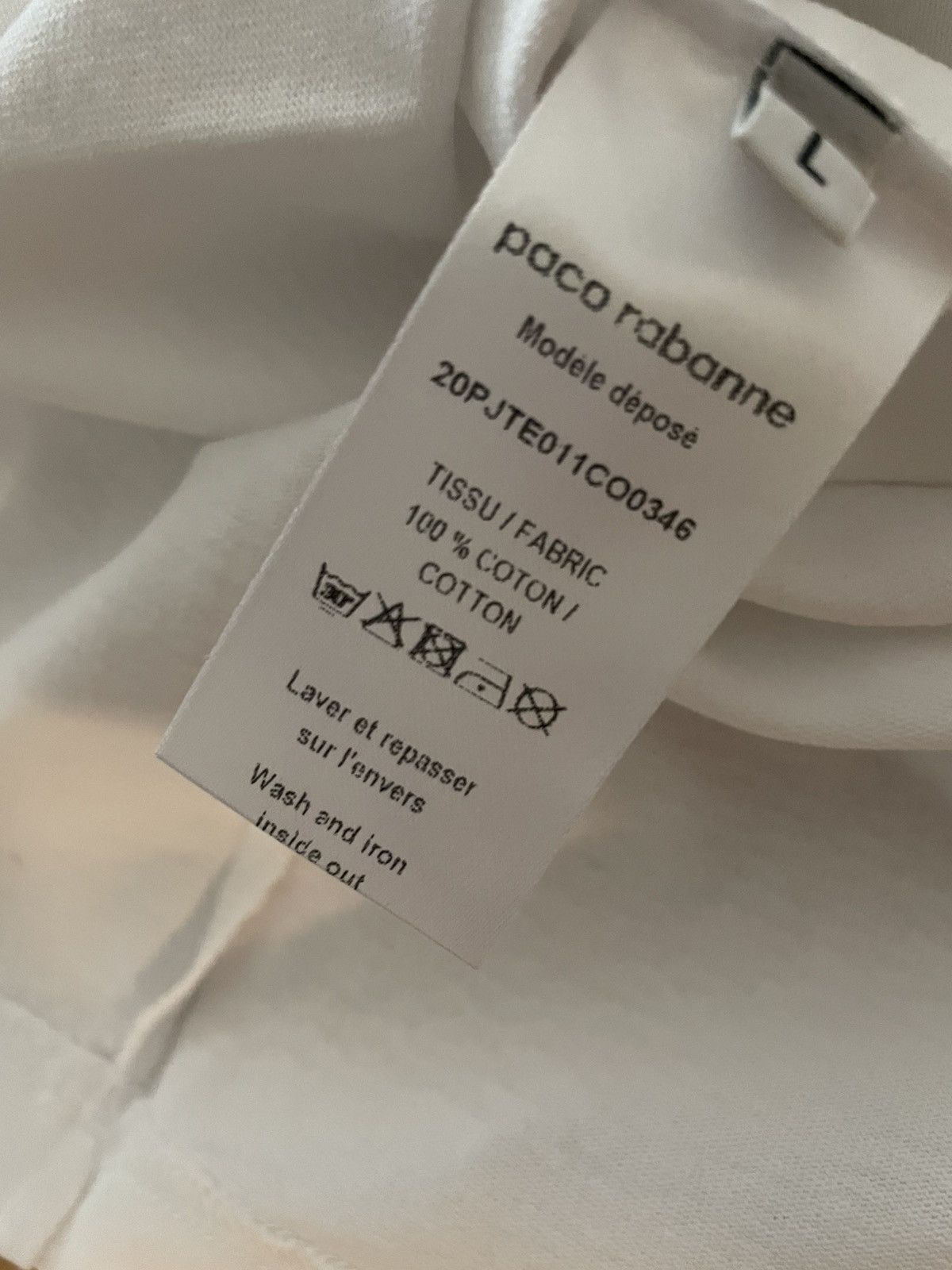 Paco Rabanne Rabanne white t-shirt shoulder logo Size L / US 10 / IT 46 - 6 Thumbnail