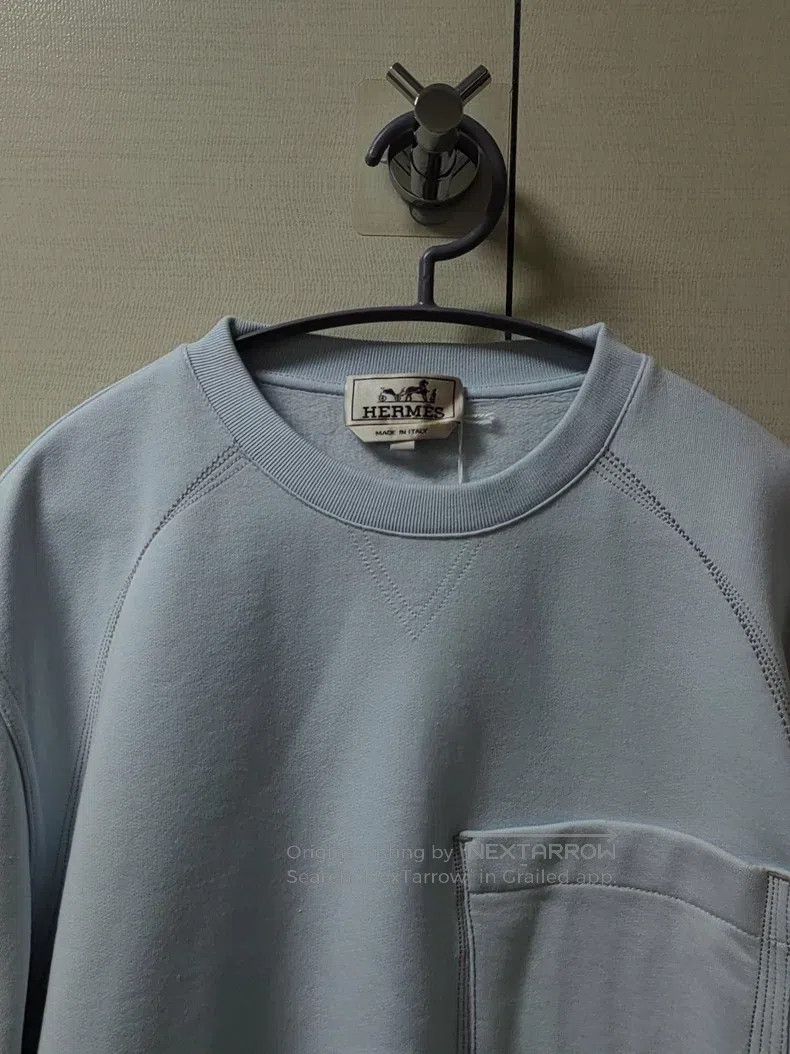 Hermes Hermes Round Neck Long-Sleeve Fleece Baby Blue Sweatshirt Size US S / EU 44-46 / 1 - 7 Thumbnail