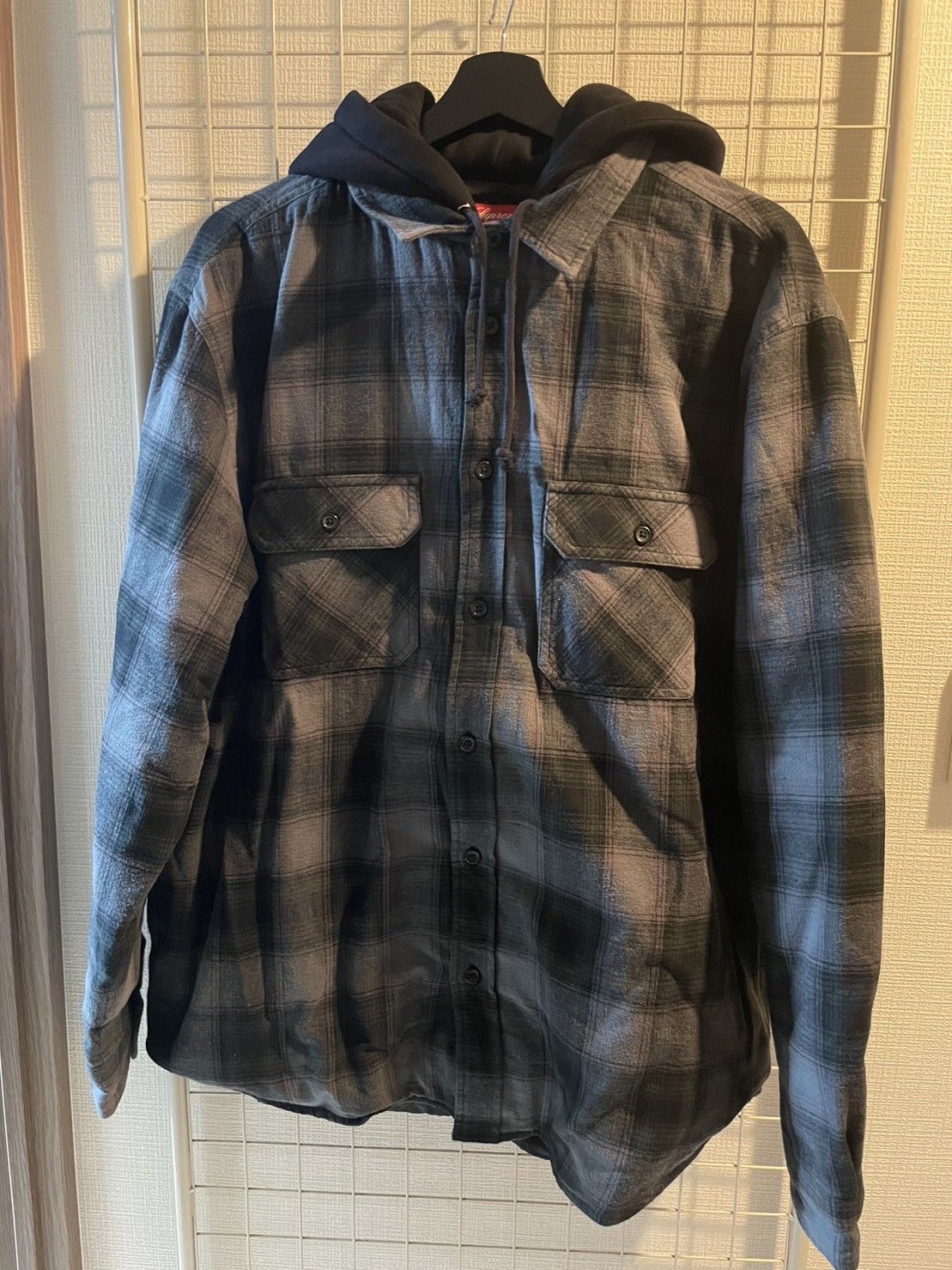 Supreme L supreme hooded flannel zip up shirt | Grailed