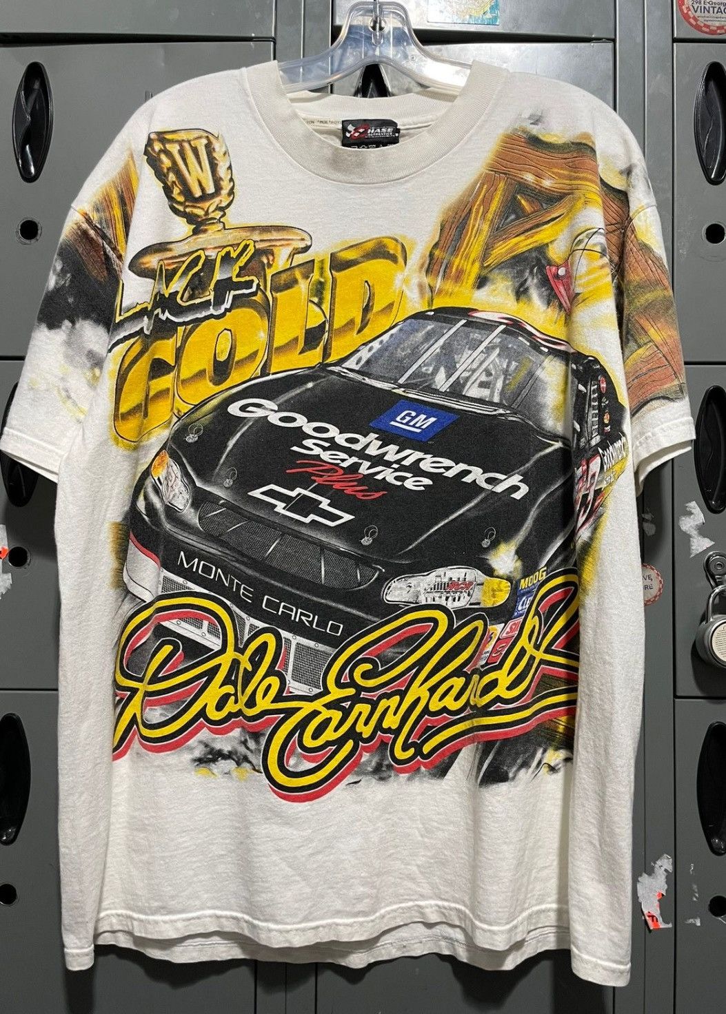 Image of Chase Authentics x Nascar 2000 Dale Earnhardt Vintage Nascar Aop Gold Monte Carlo in White (Size XL