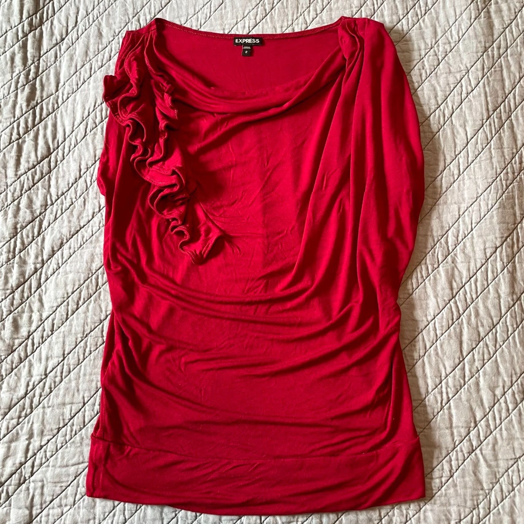 Express Express Blouse Sleeveless Red Ruffle Scoop Neck Women Size S Grunge Fairy Party Casual Size S / US 4 / IT 40 - 4 Thumbnail