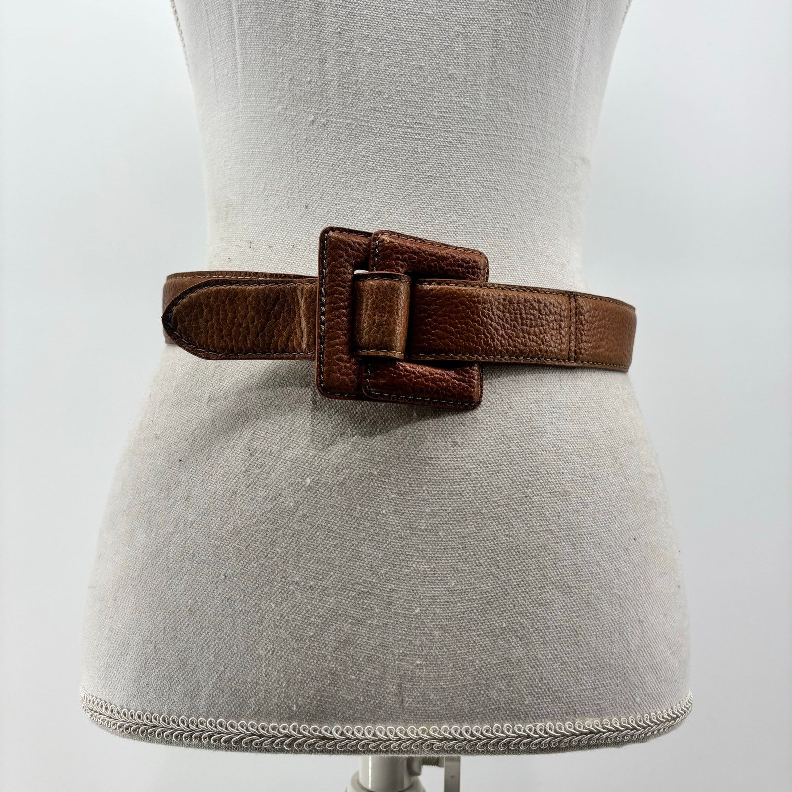 Esprit Esprit 90s Womens Size M Belt Leather Brown Glam Loop Fold Size ONE SIZE - 10 Thumbnail