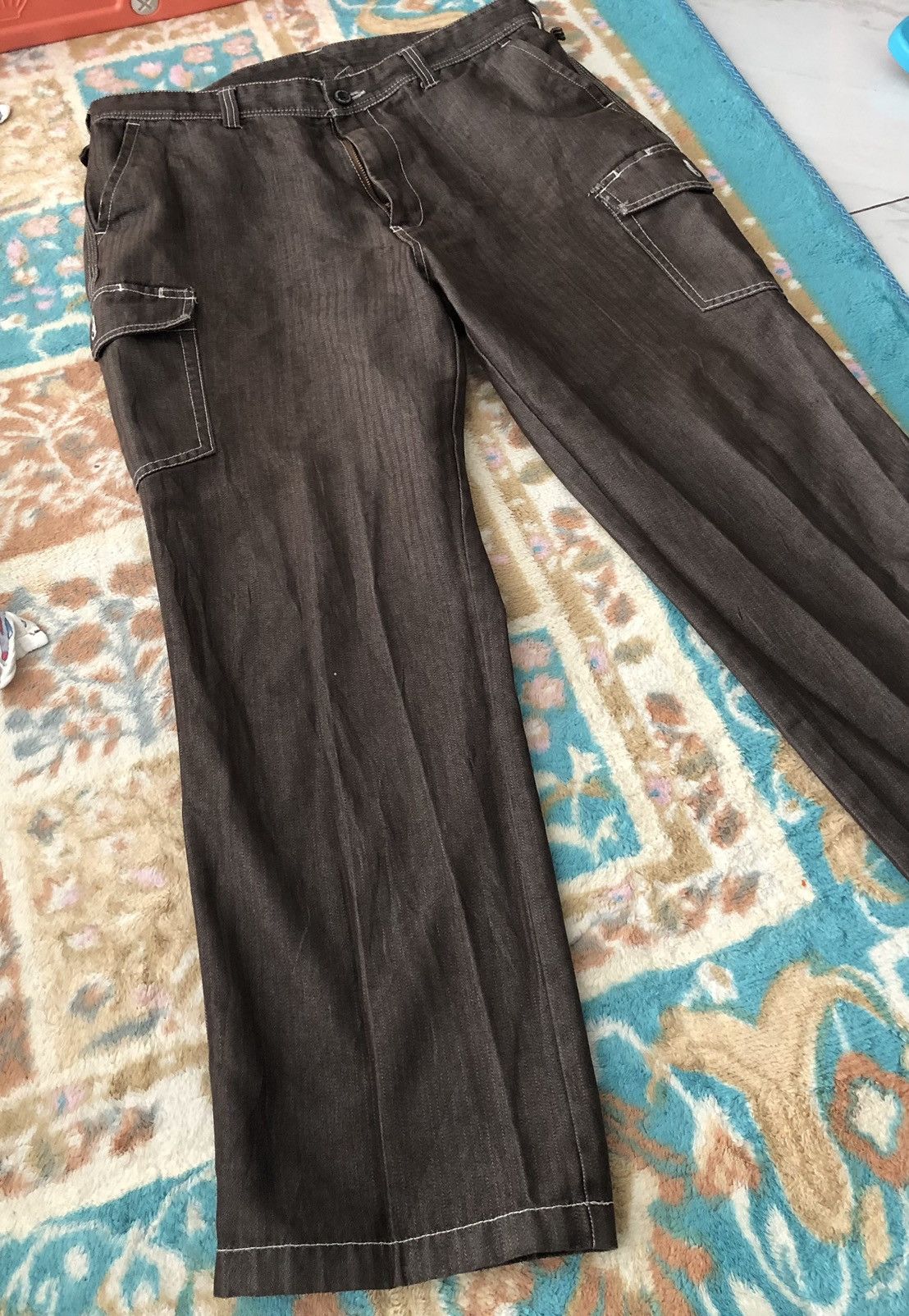 Japanese Brand HERRINGBONE CARGO JEANS Size US 36 / EU 52 - 2 Thumbnail