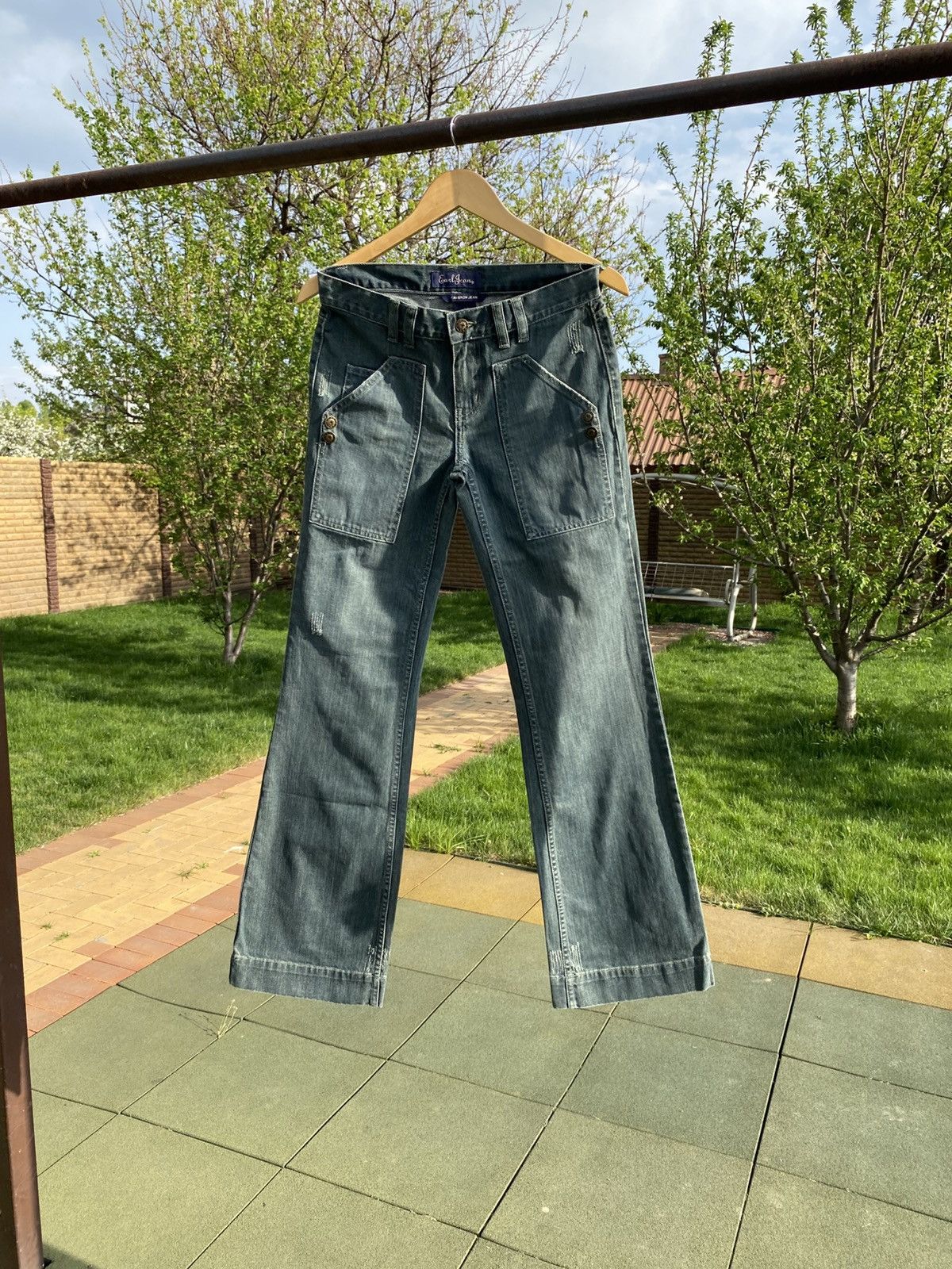 Earl Jeans × Japanese Brand × Vintage Vintage EarlJean Carpenter Jeans Y2K Workwear Wide Leg Denim Size 30" / US 8 / IT 44 - 2 Thumbnail