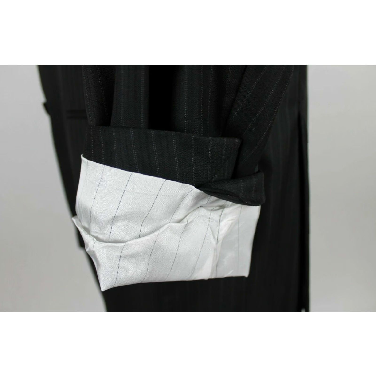 Vintage VINTAGE Blazer Jacket Striped Wool Blend Black 43R 2 Button - Emilio Yuste Mens Blazer Coat Size 42R - 5 Thumbnail