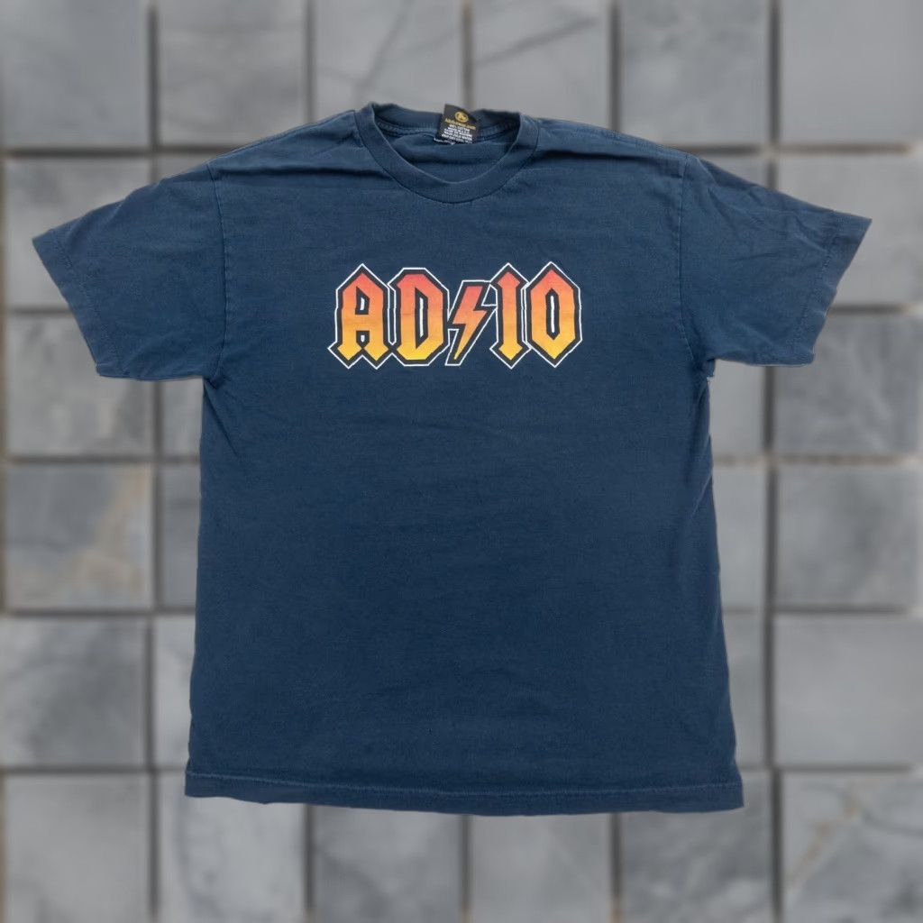 VINTAGE Adio T-Shirt Mens Large Blue Short Sleeve Crew Neck Logo Knit Cotton 90s 2000s Skateboard Streetwear Mens