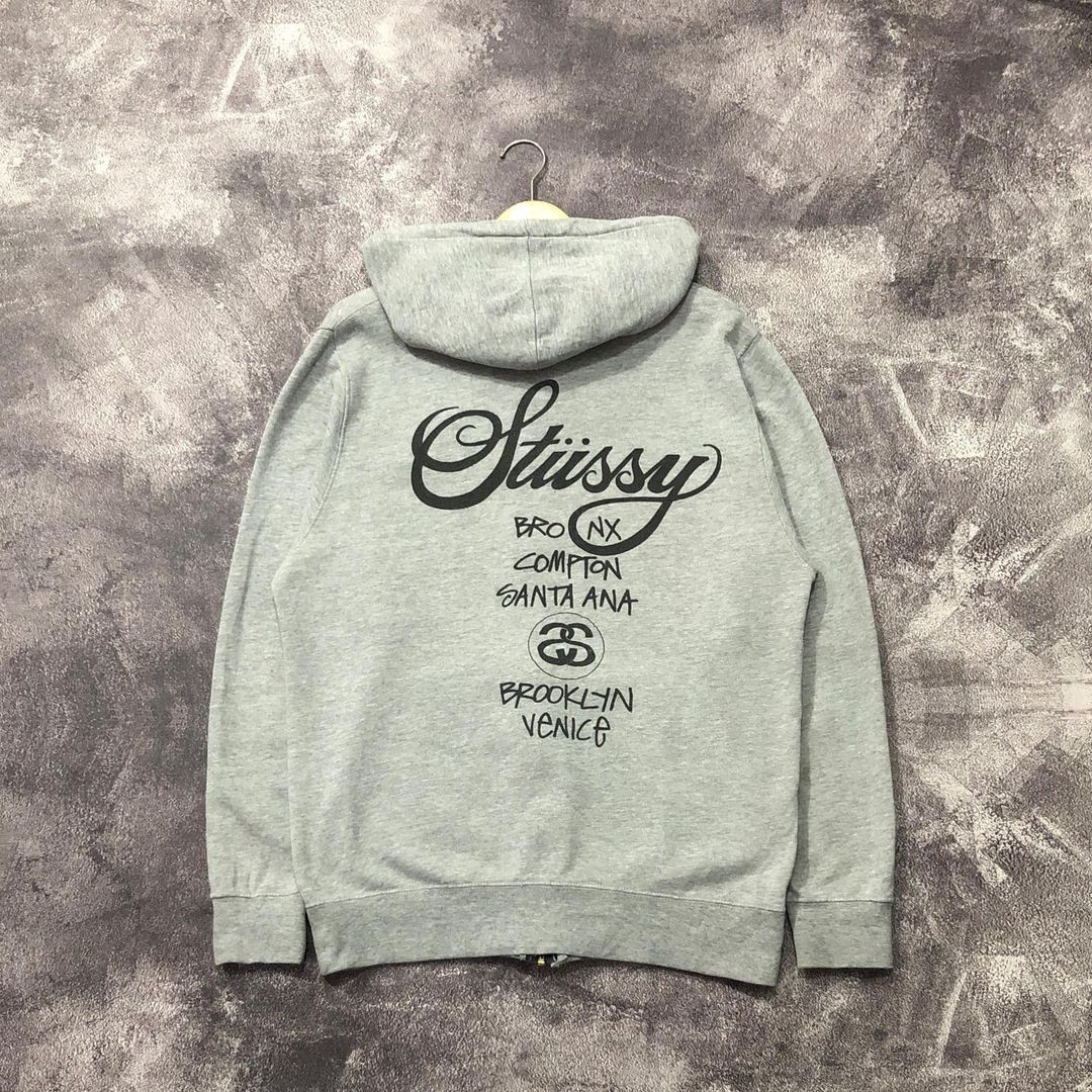 Image of Stussy Zipper Hoodie in Grey, Men's (Size Small)