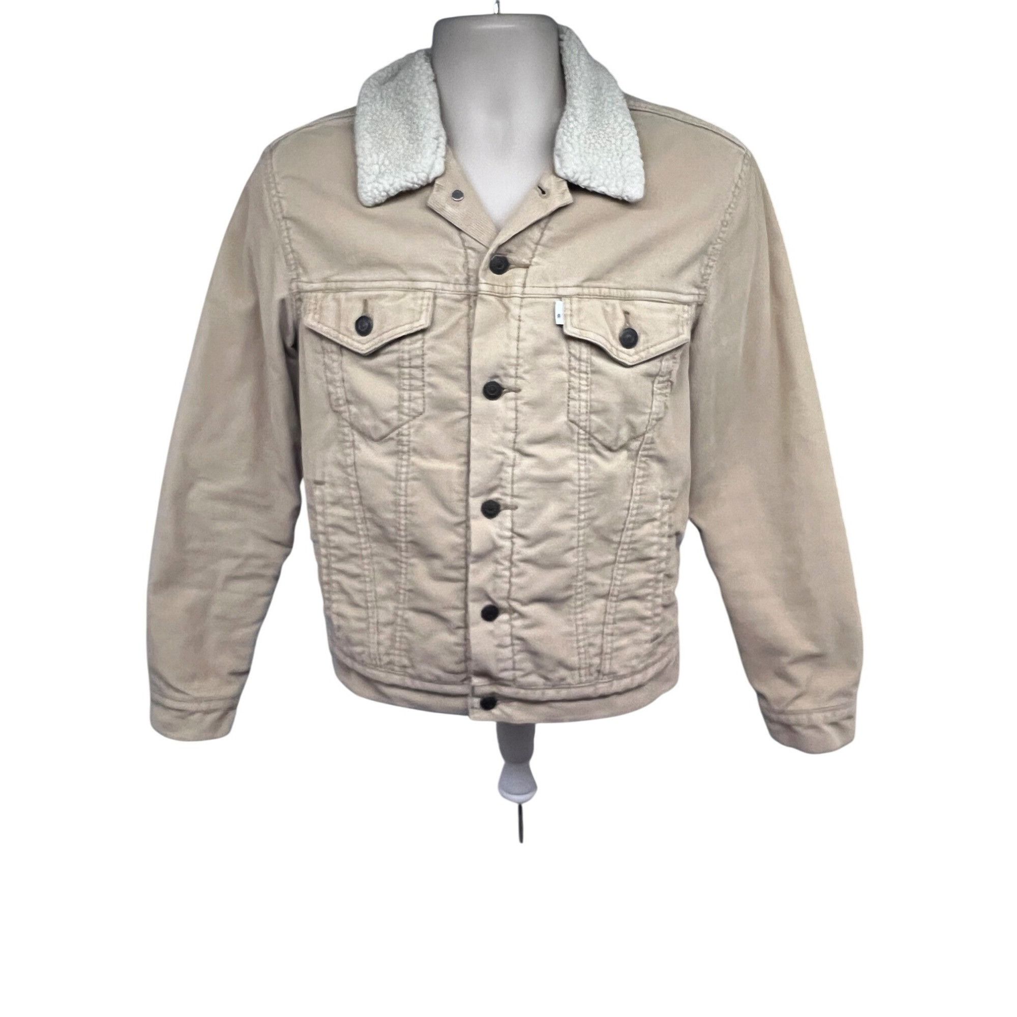 Levi's Levis Mens Tan Corduroy Button Up Trucker Jacket Small Sherp Size US S / EU 44-46 / 1 - 1 Thumbnail