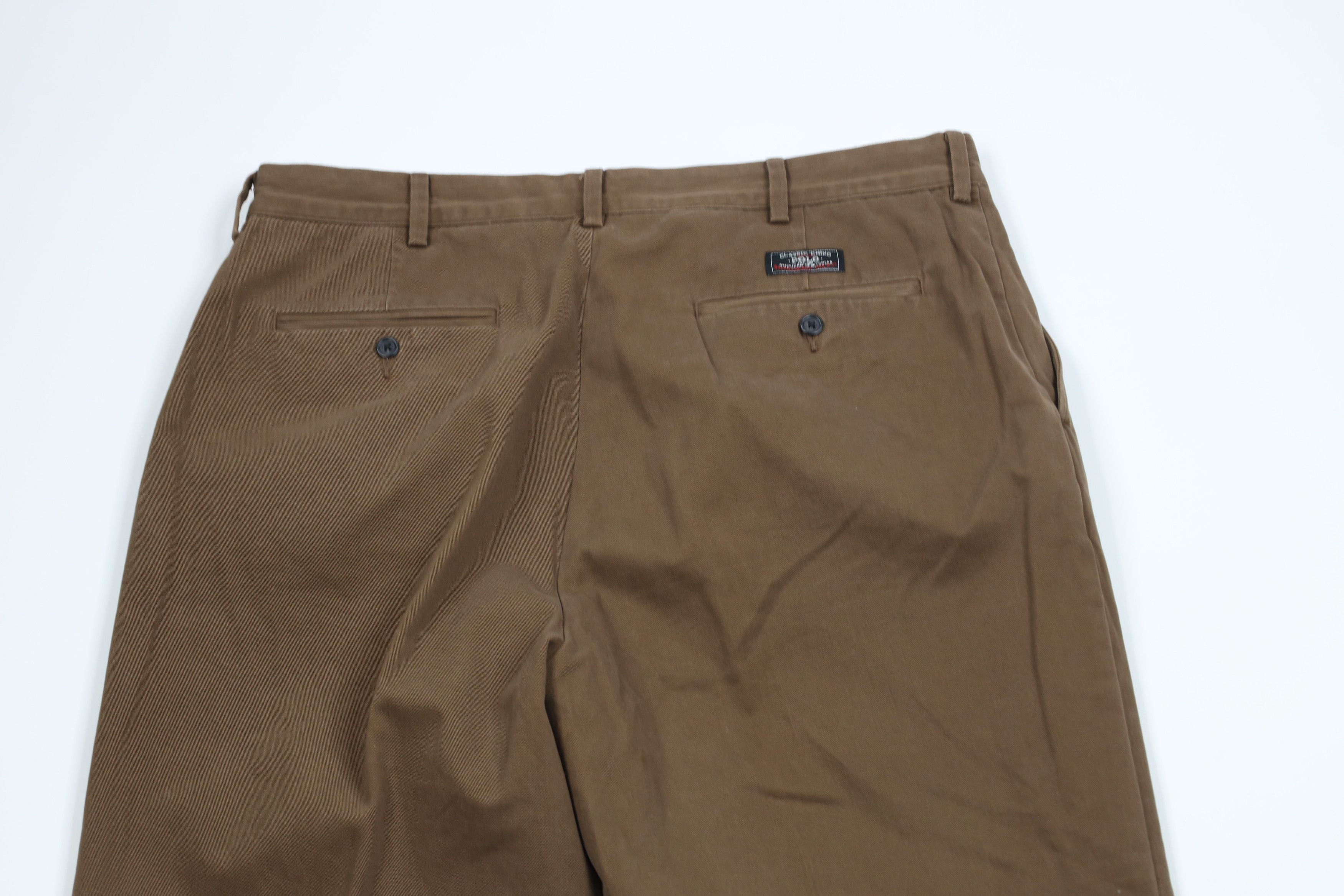 Ralph Lauren × Vintage Vintage 90s Ralph Lauren Wide Leg Chino Pants Brown Cotton Size US 36 / EU 52 - 12 Thumbnail