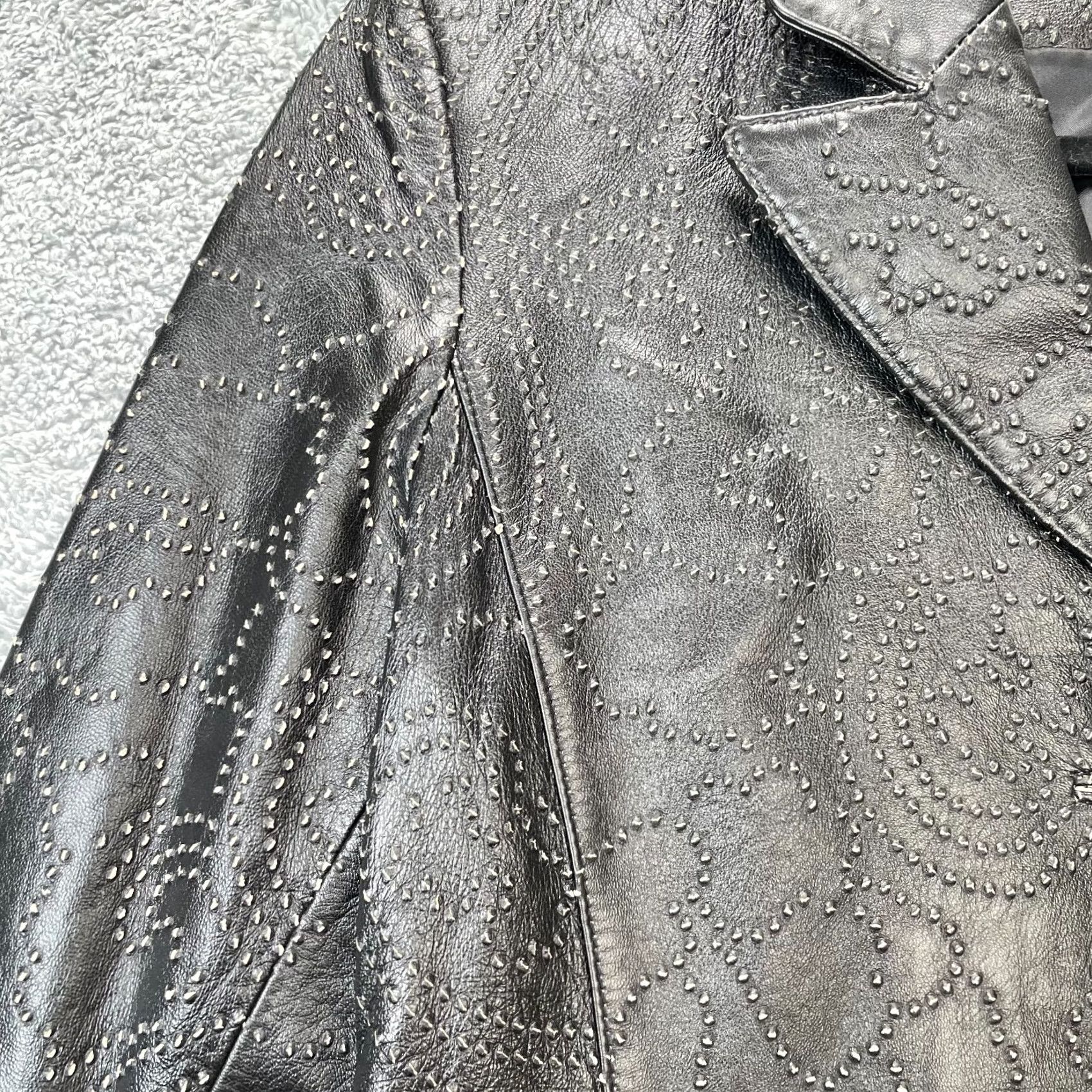 Vintage VTG Vakko Jacket Womens Medium Black Leather Floral Embroidered New York Blazer Size M / US 6-8 / IT 42-44 - 3 Thumbnail