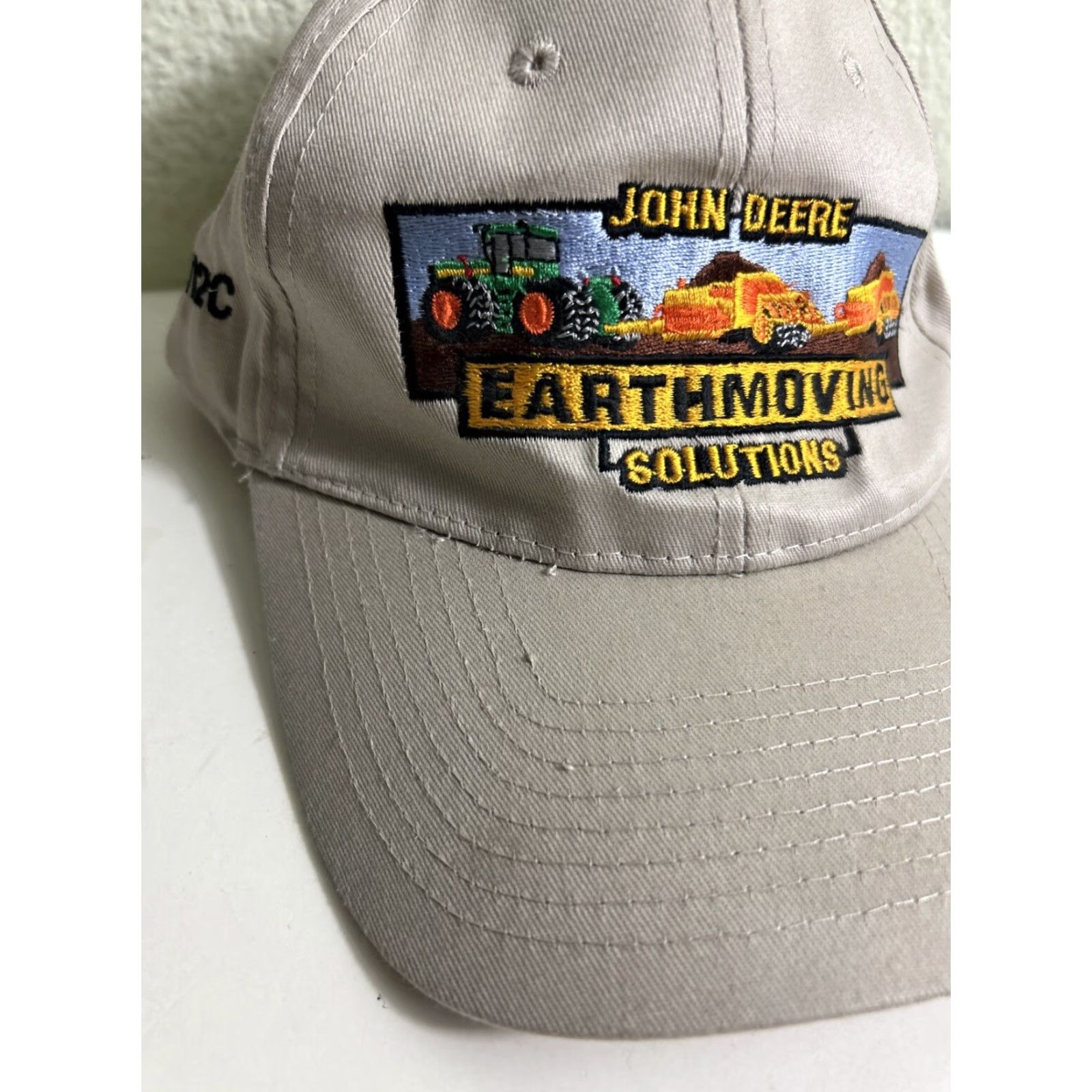John Deere John Deere Earthmoving Solutions Hat Beige One Size Men Adjustable Strapback Cap Beige Hook Loop Baseball Cap Size ONE SIZE - 2 Thumbnail
