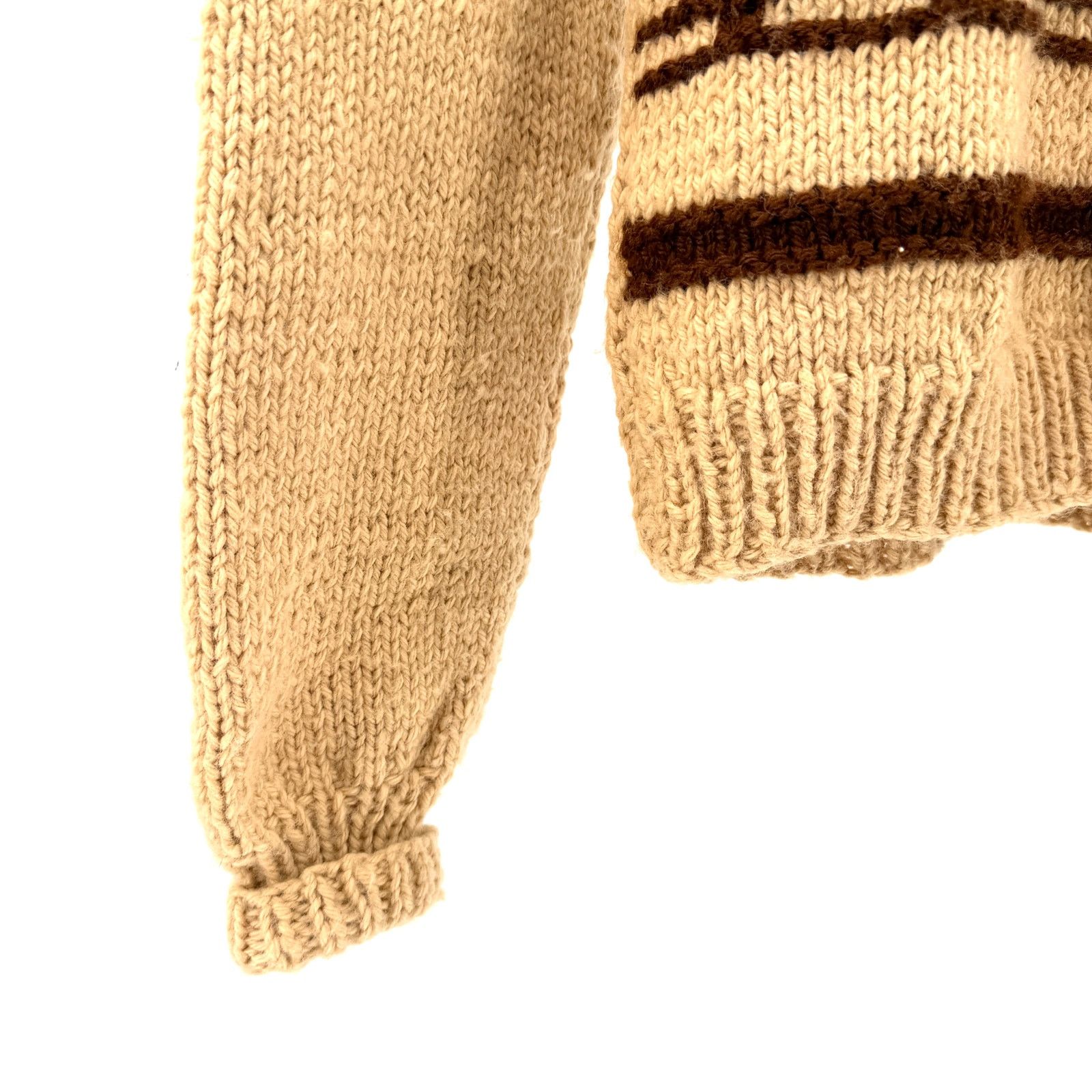 Vintage Handmade 70s Tan Brown Bobble Knit Puff Sleeve Sweater Size XS / US 0-2 / IT 36-38 - 4 Thumbnail