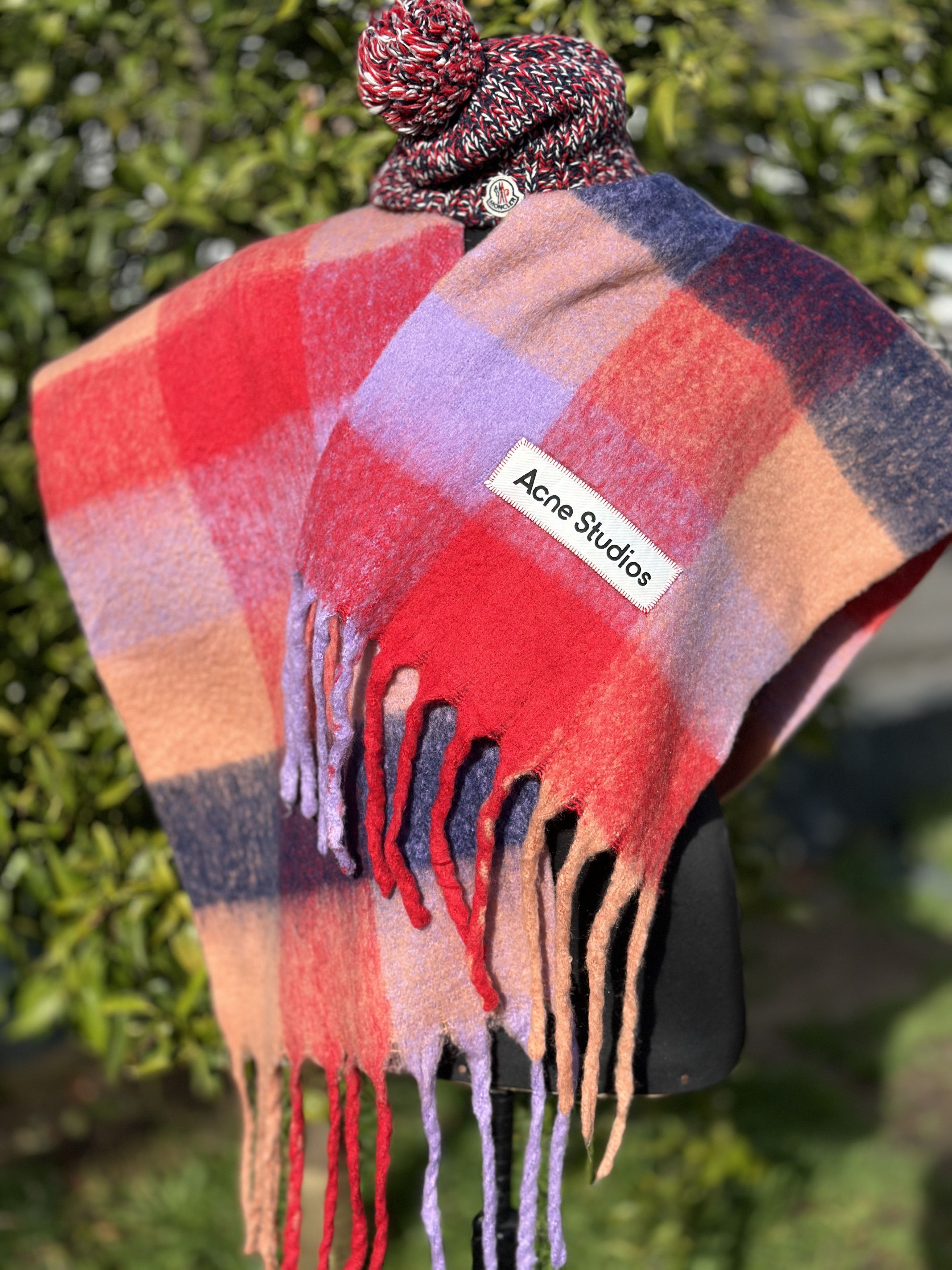 Acne Studios Acne Studios Multicolor Checked Wool Mohair Blend Scarf Red Size ONE SIZE - 2 Thumbnail