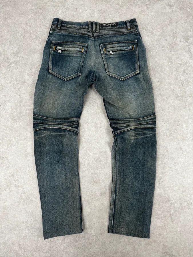 Balmain 2000s Balmain Blue Washed Biker Technical Jeans Size US 32 / EU 48 - 5 Thumbnail