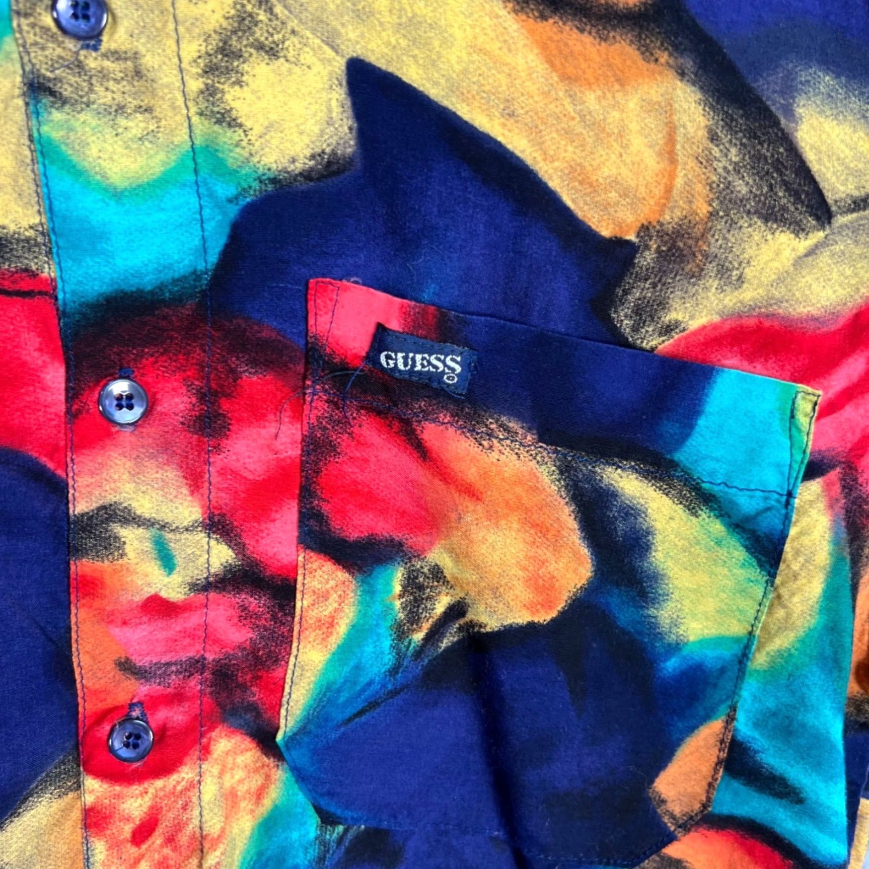Guess VINTAGE GUESS Shirt Womens Small Abstract Short Sleeve Rayon Button-Up Size S / US 4 / IT 40 - 6 Thumbnail
