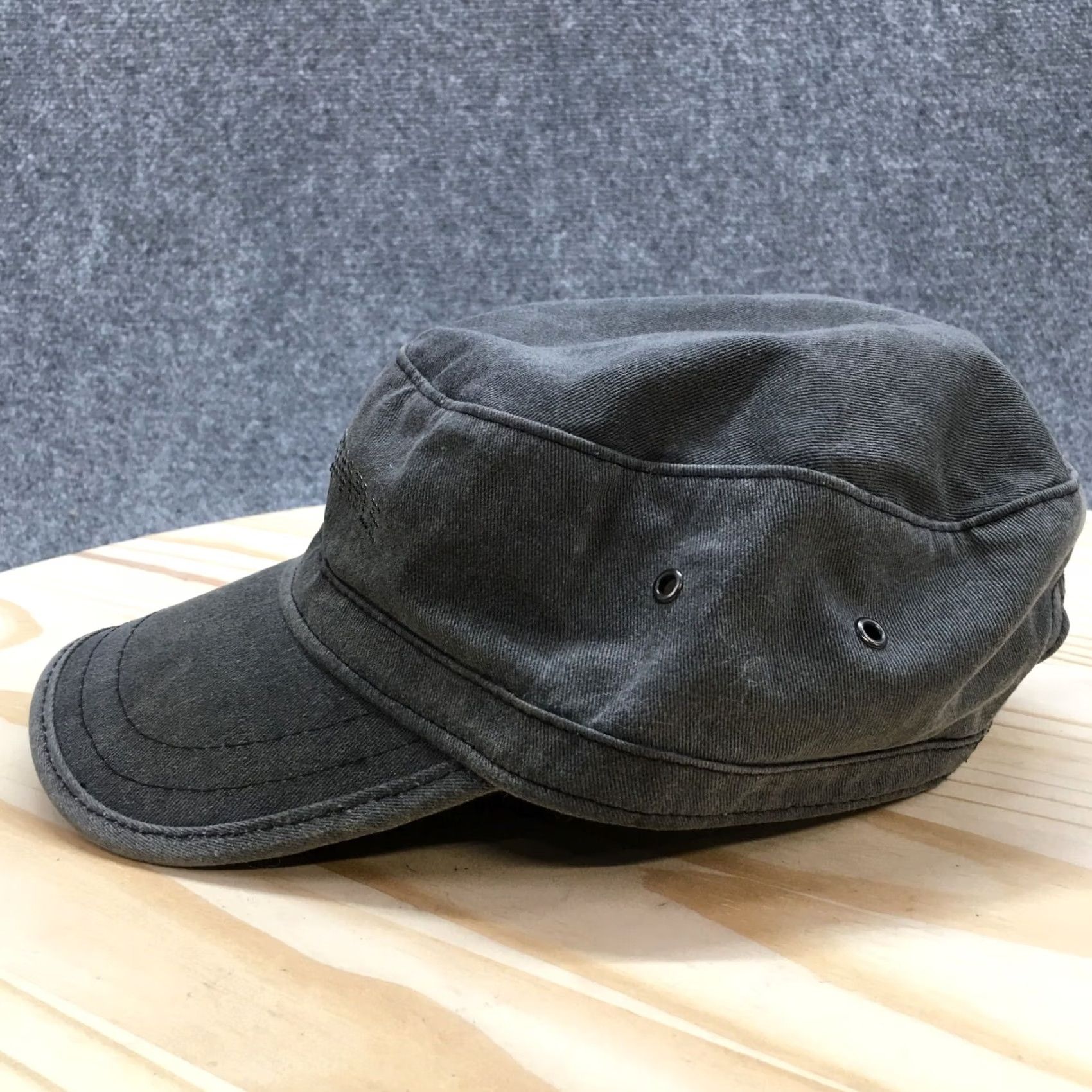 Vintage Simple Cap Womens One Size Gray Tastefully Army Adjustable Curved Brim Studded Size ONE SIZE - 4 Thumbnail
