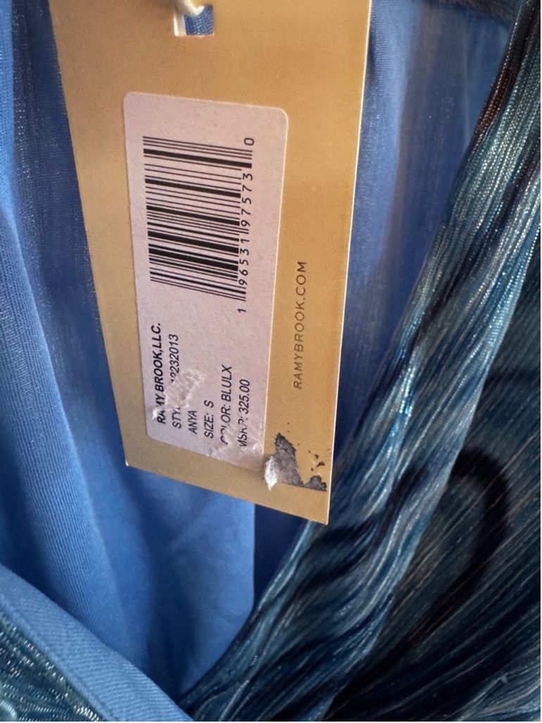 Ramy Brook Ramy Brook Metallic Blue Wrap Blouse w/ Tie Waist -Small NWT Size S / US 4 / IT 40 - 5 Thumbnail