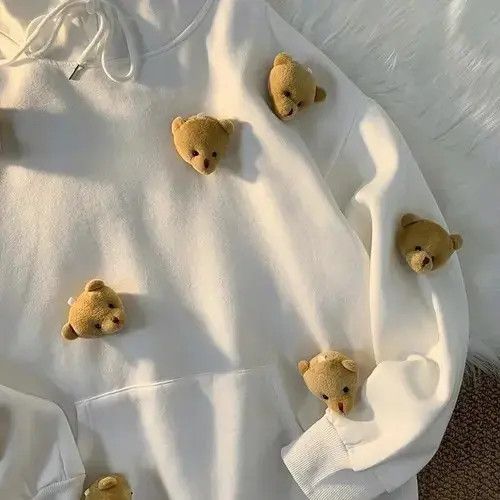 Japanese Brand Harajuku Kawaii Tops Y2k Cute Bear Doll Hoodies Girl Size ONE SIZE - 2 Thumbnail
