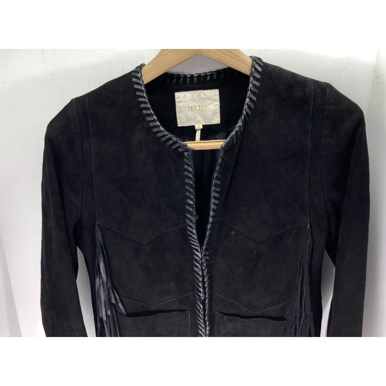 Maje VINTAGE Maje Lamb Leather Jacket Women Size 38 Black Fringe Western Rodeo Rockabilly Jacket Women Regular 38 Black Fringe Western Rodeo Rockabilly Size XS / US 0-2 / IT 36-38 - 2 Thumbnail