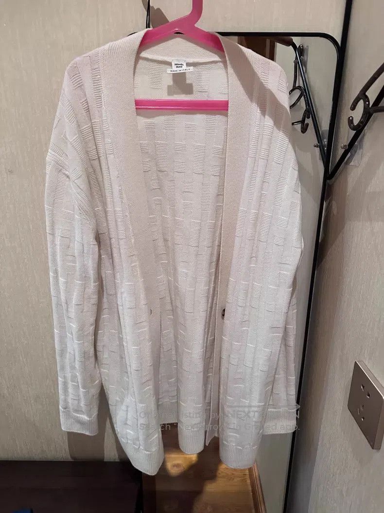 Hermes Hermes White Wool Knit Cardigan Size XXS / US 00 / IT 34 - 1 Thumbnail