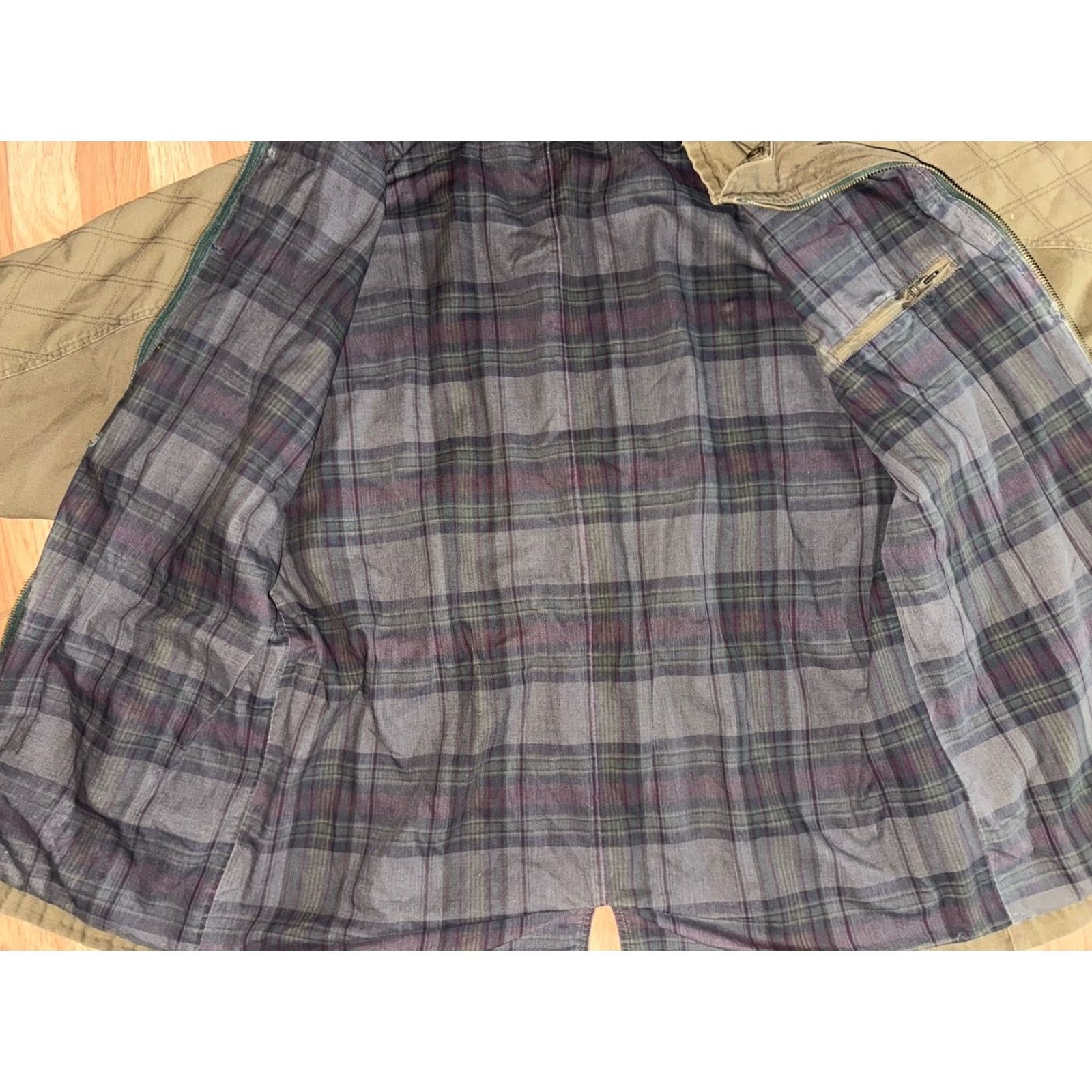 Nike VINTAGE Nike Jacket Made For Champs Sports Full Zip Adjust Waist Green Plaid Lined LG Mens Size US L / EU 52-54 / 3 - 8 Thumbnail
