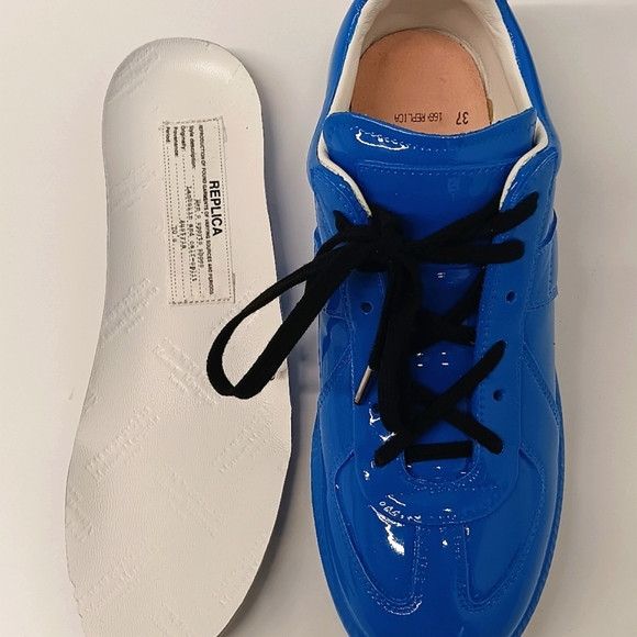 Maison Margiela Maison Margiela Blue Patent "The Replica" Low Sneakers -EU37 Size US 7 / IT 37 - 12 Thumbnail