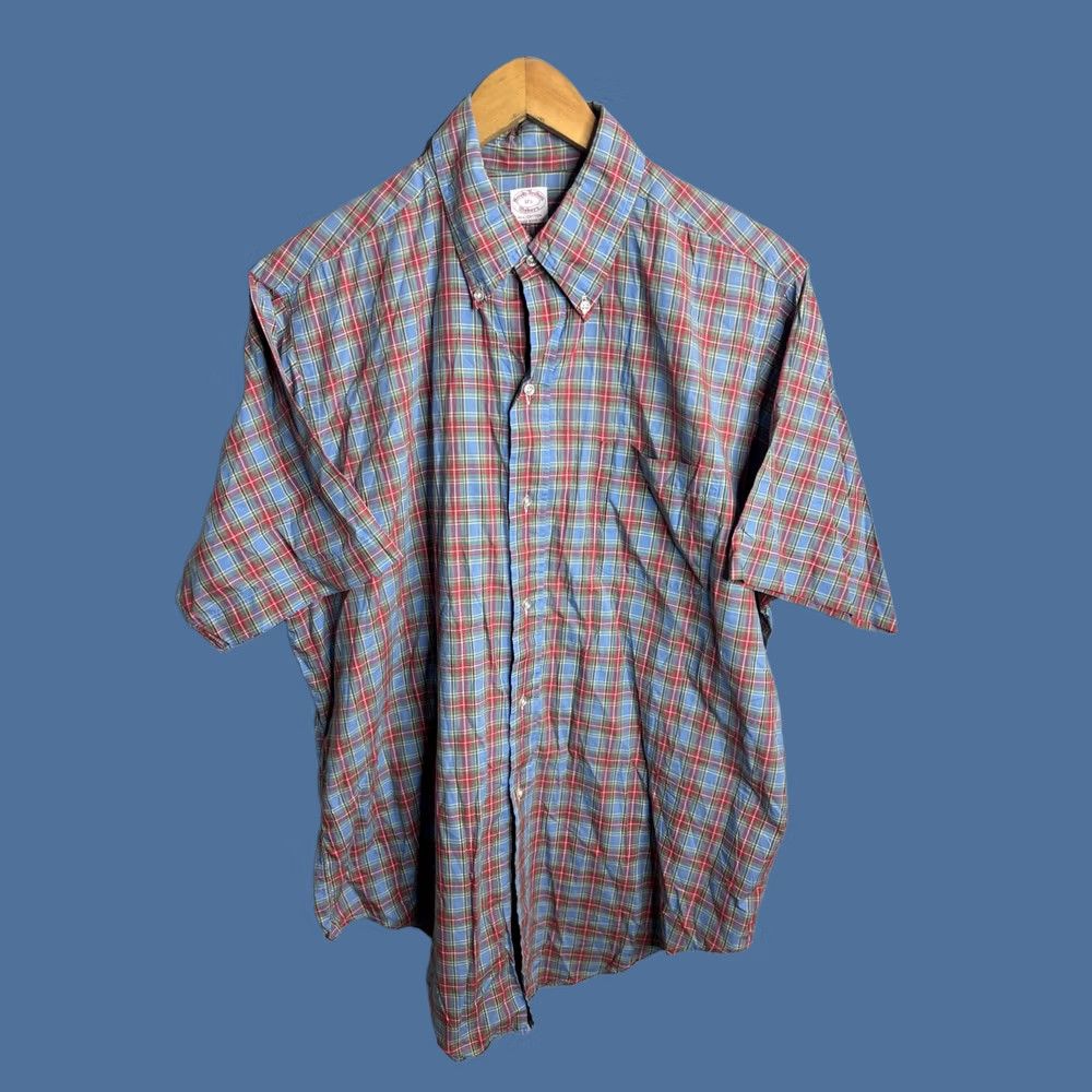 Brooks Brothers Brooks Brothers Shirt Mens XL Blue Red Plaid Button Down Short Sleeve Madras Size US XL / EU 56 / 4 - 1 Thumbnail