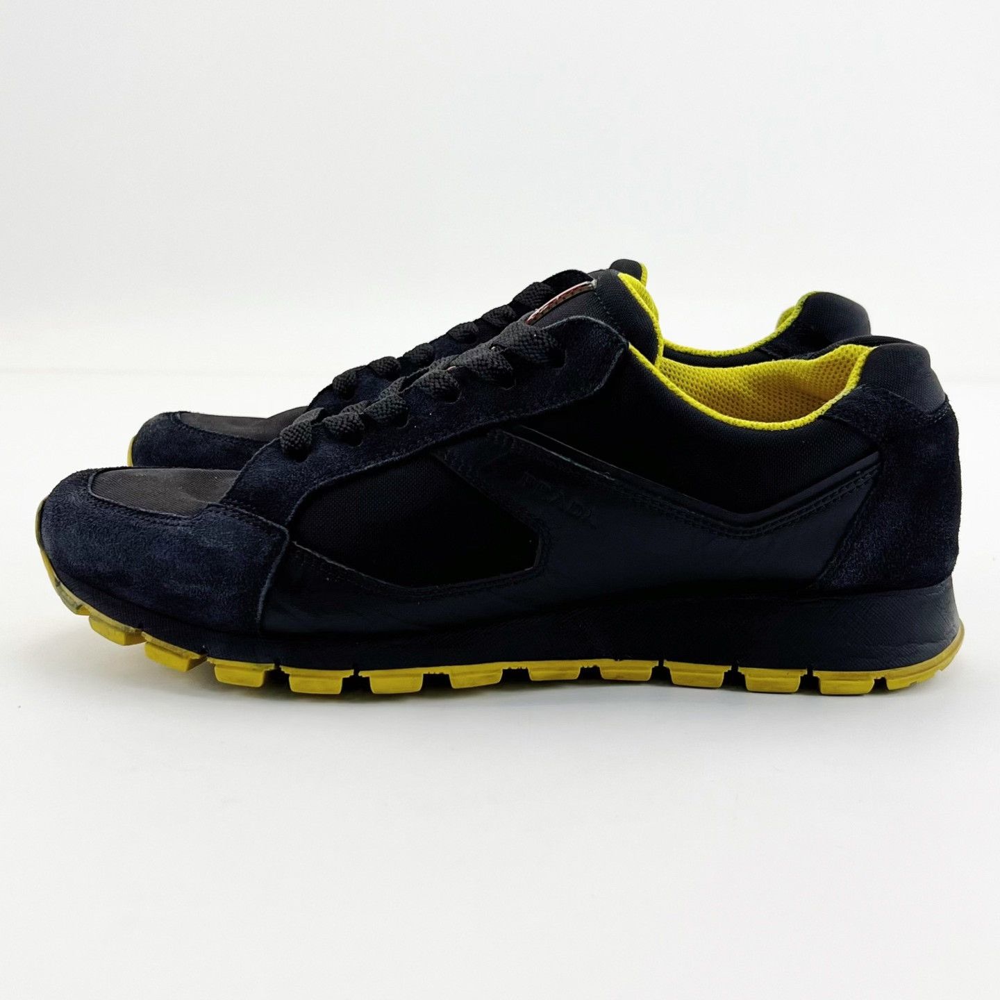 Prada Prada Black Yellow Round Toe Low Top Sneakers Size US 7.5 / EU 40-41 - 1 Thumbnail