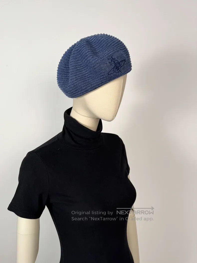 Vivienne Westwood Vivienne Westwood Blue Woven Saturn Logo Thin Beret Size ONE SIZE - 3 Thumbnail